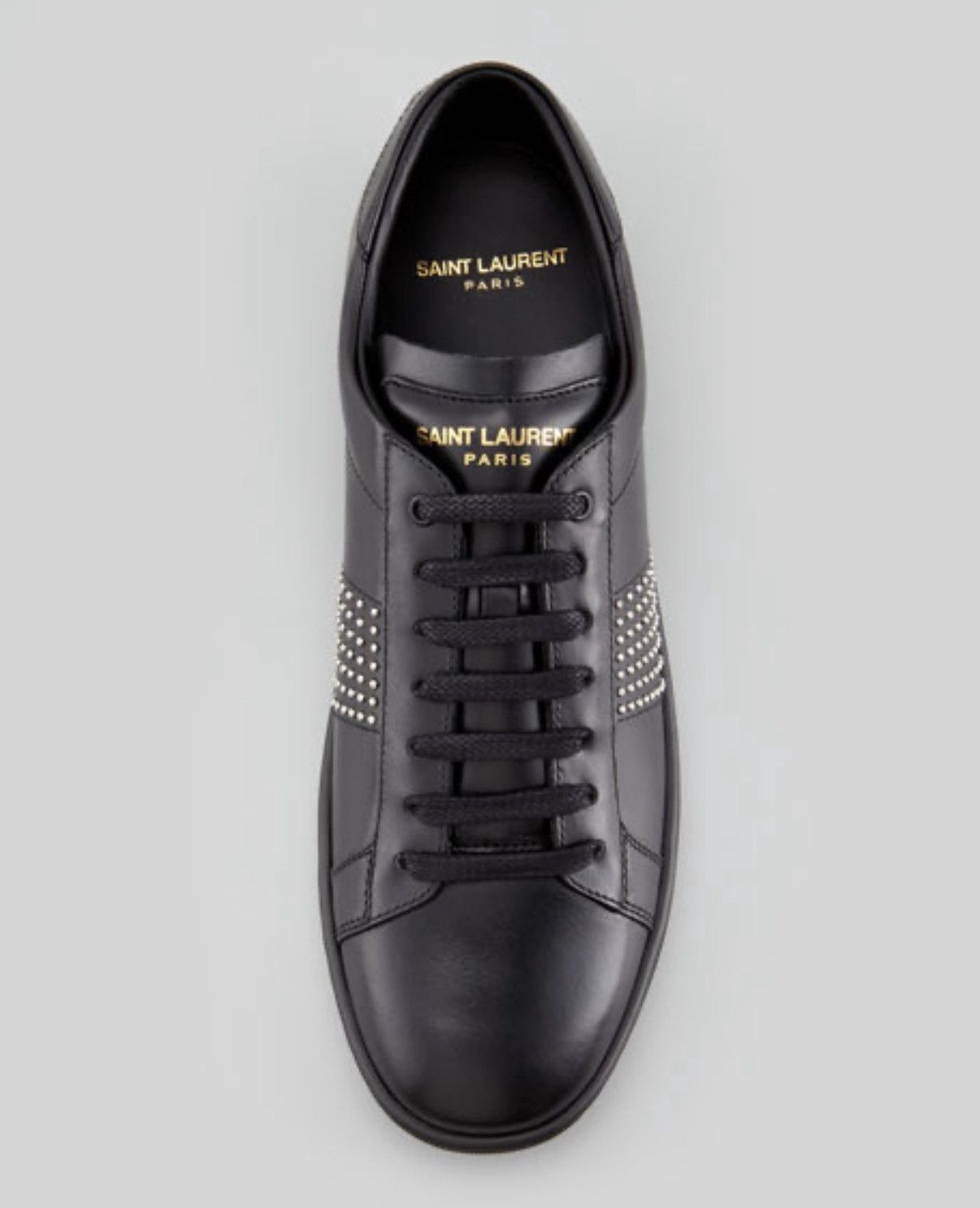 Saint Laurent YSL Leather Studded Accents Sneakers