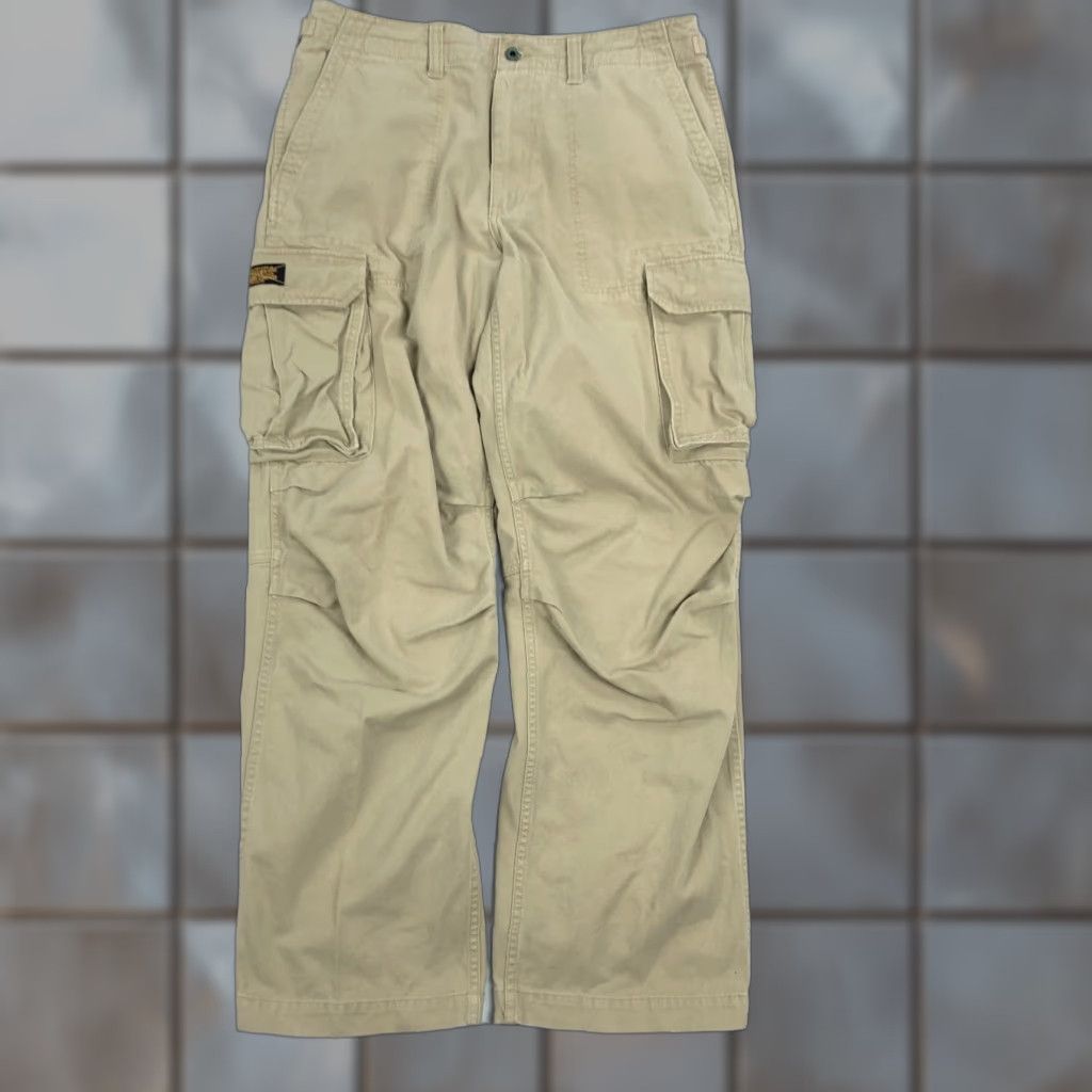 Vintage Polo Jeans Co. Ralph Lauren Men's Cargo Pants 34x32 Khaki Cotton Outdoor Casual Pants Size US S / EU 44-46 / 1 - 1 Thumbnail