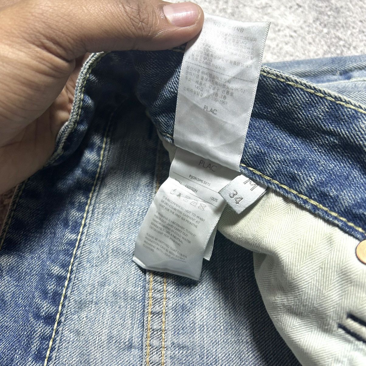 Japanese Brand Crazy Disstresed Denim PLACX CROP MILAN LOSE CROP TAPERED Size US 34 / EU 50 - 10 Thumbnail