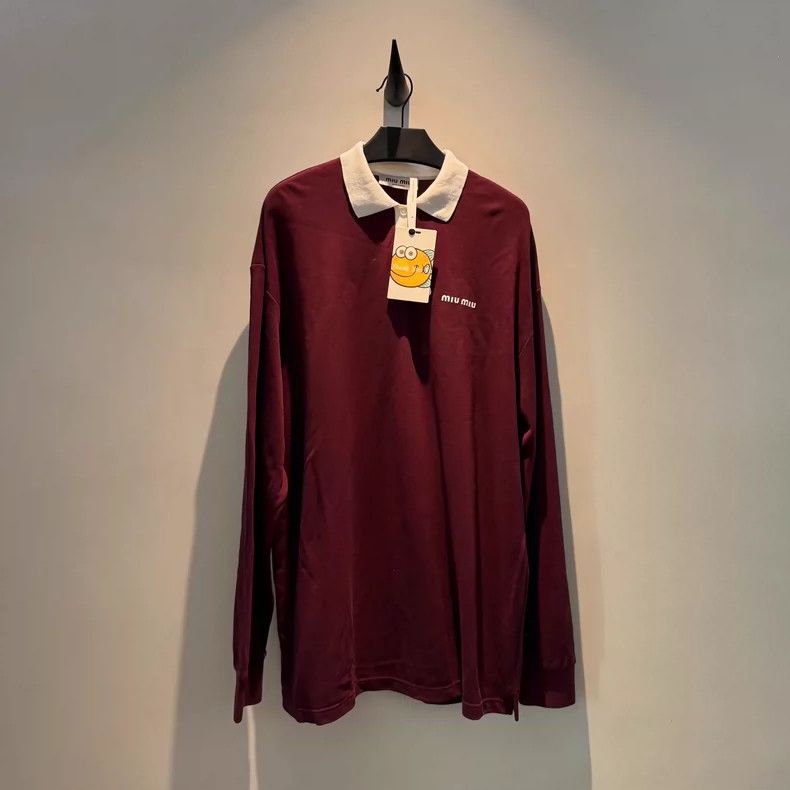 Miu Miu miu miu 25ss spring/summer new Burgundy polo long sleeves 2 Size US XS / EU 42 / 0 - 1 Thumbnail
