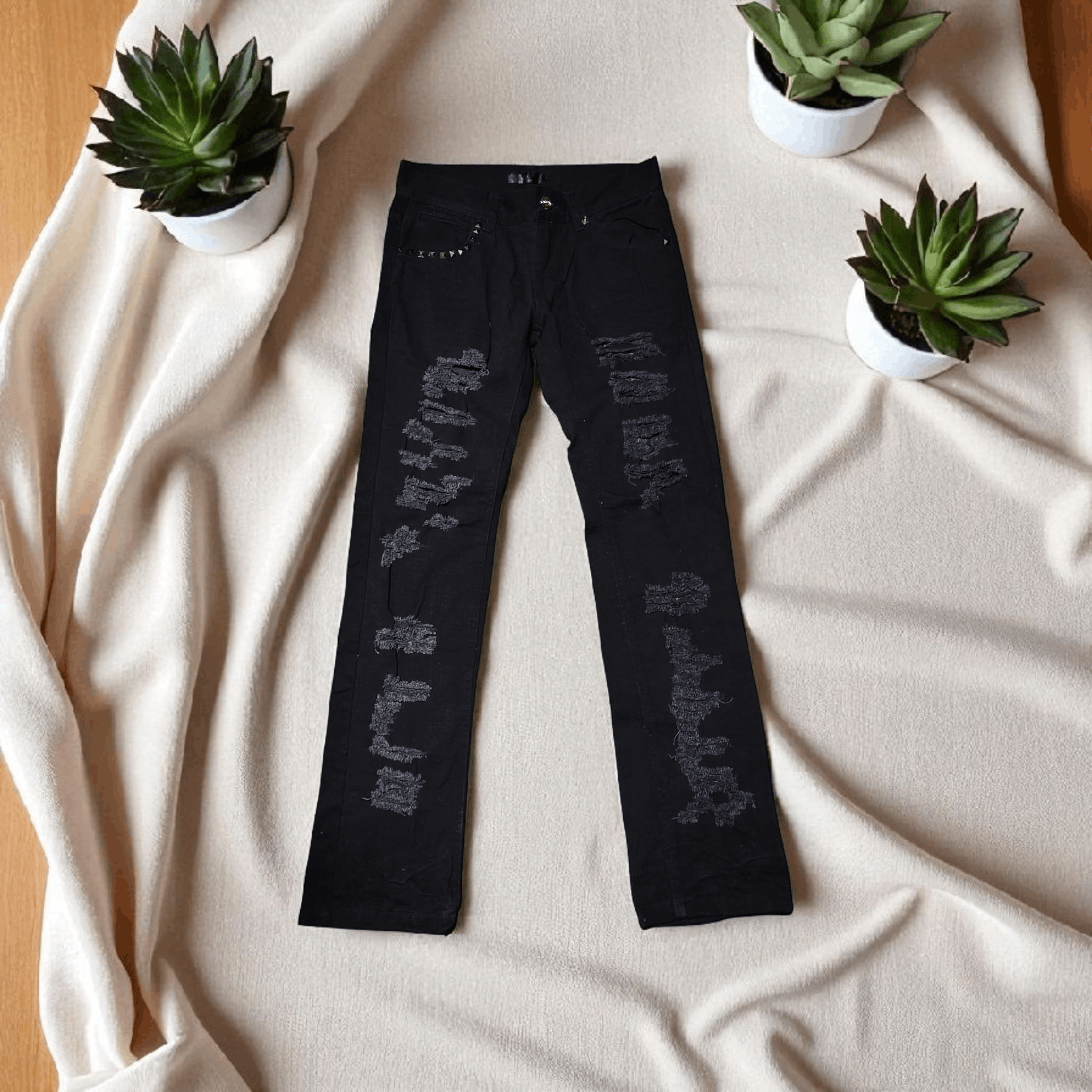 Japanese Brand the black gene rapped jeans punk style Size US 31 - 1 Thumbnail