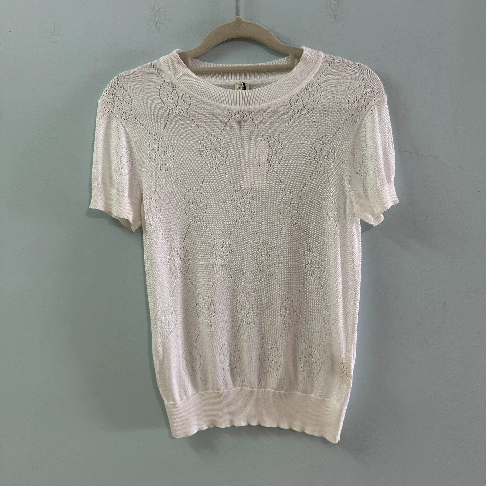 Hermes Hermes White Knit Short Sleeve Top - dmc Size US XS / EU 42 / 0 - 1 Thumbnail