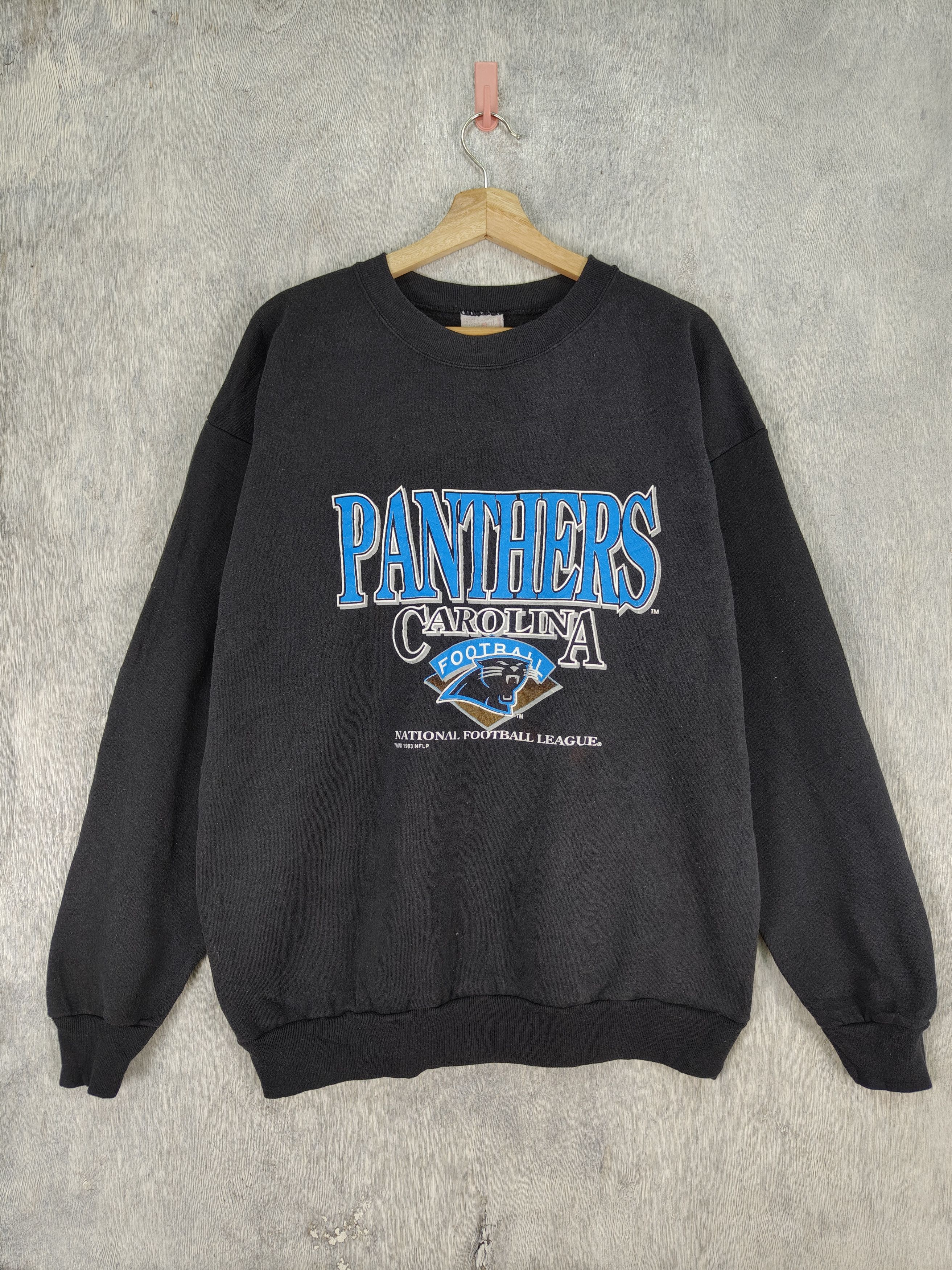 image of 1993 Carolina Panthers Nfl Plain Faded Sweatshirt in Black, Men's (Size XL)