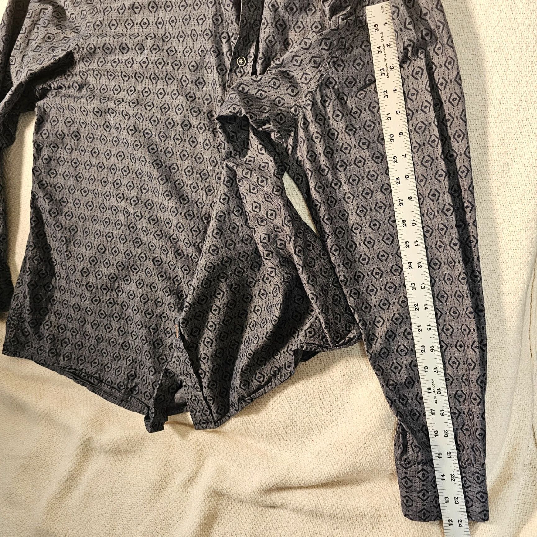 Vintage ROWM Shirt Mens XL Blue Geometric Long Sleeve Button Up Cotton Business Casual Size US XL / EU 56 / 4 - 7 Thumbnail