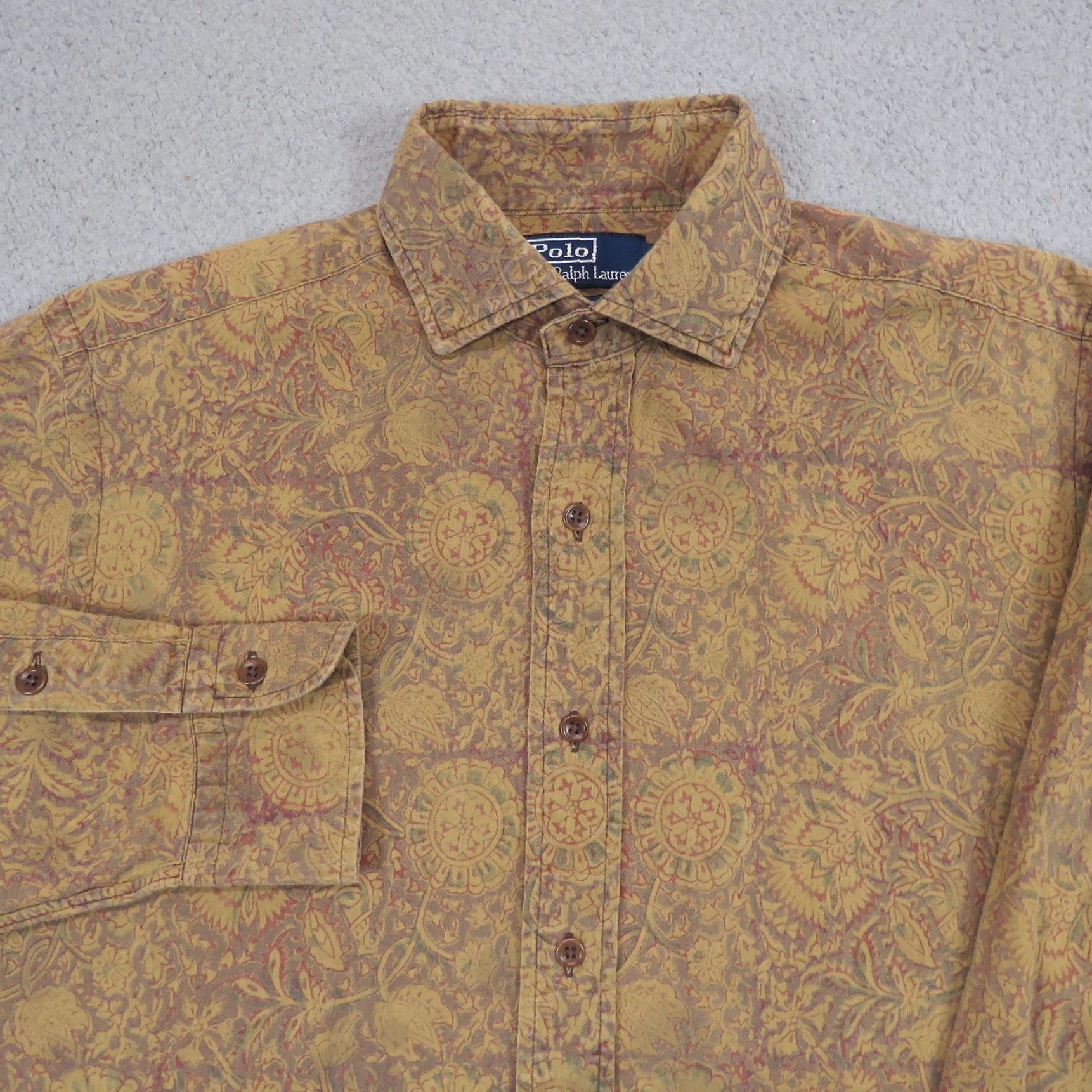 Polo Ralph Lauren VTG Polo Ralph Lauren Shirt Mens Medium Brown Floral Abstract ESTATE Button Up Size US M / EU 48-50 / 2 - 2 Thumbnail