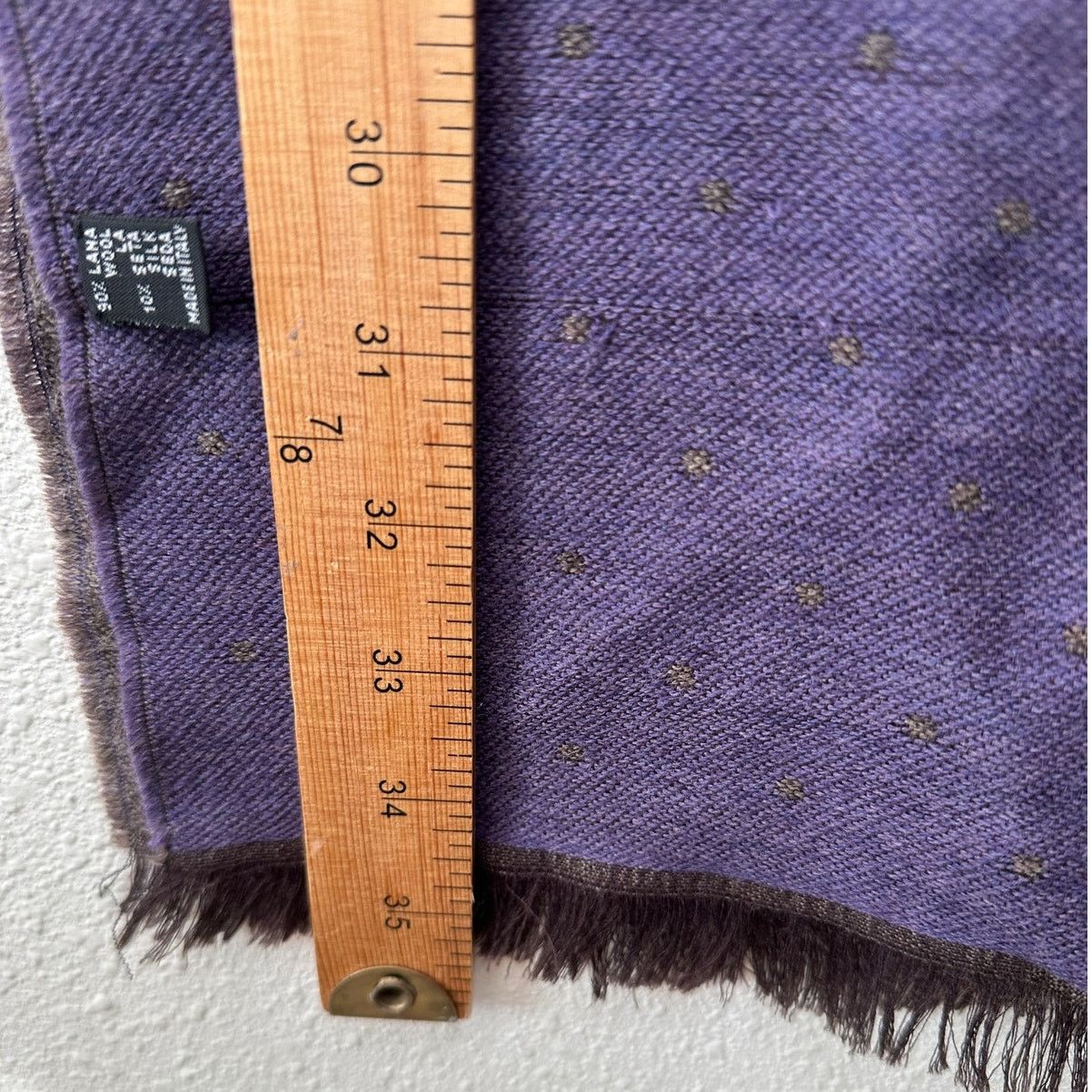 Other Italian Scarf Purple Brown Polka Dot Wool Silk ~70” Size ONE SIZE - 12 Thumbnail