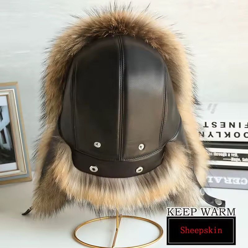 Other Real Raccoon Fur Natural Winter Russian Ushanka Trapper Hat Size ONE SIZE - 4 Thumbnail