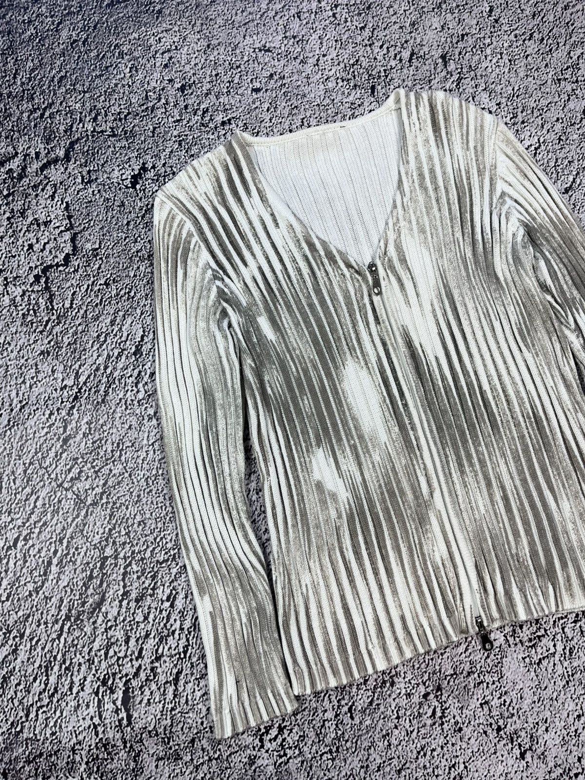 Japanese Brand Vintage Y2K zip up ribbed sweater avantgarde oldmoney M Size M / US 6-8 / IT 42-44 - 2 Thumbnail