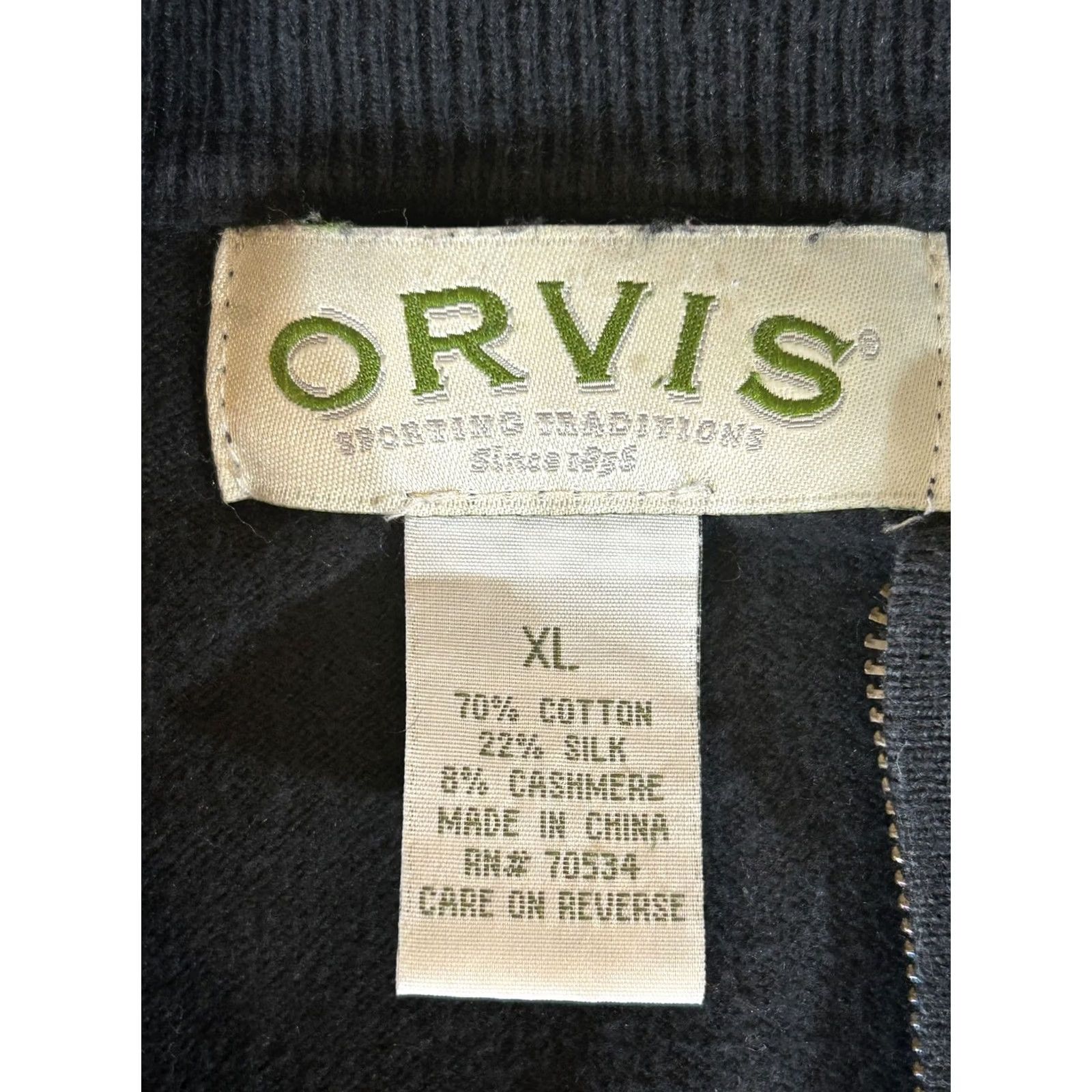 Orvis Orvis Sweater Mens XL Black Cotton Silk Cashmere 1/4 Zip Mock Neck Pullover Knit Size US XL / EU 56 / 4 - 6 Thumbnail