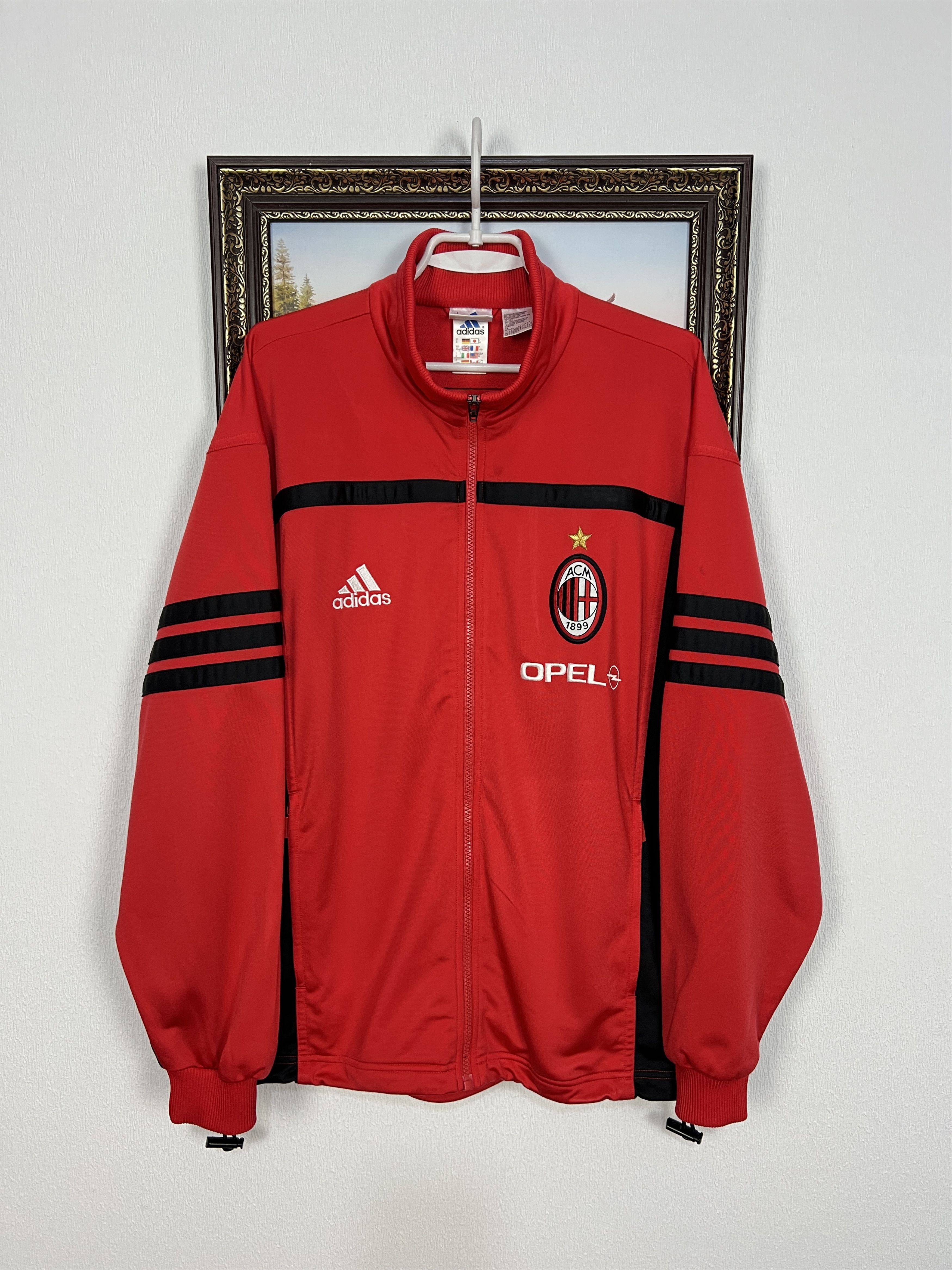Vintage 90's Adidas AC Milan Football Red Jacket Soccer