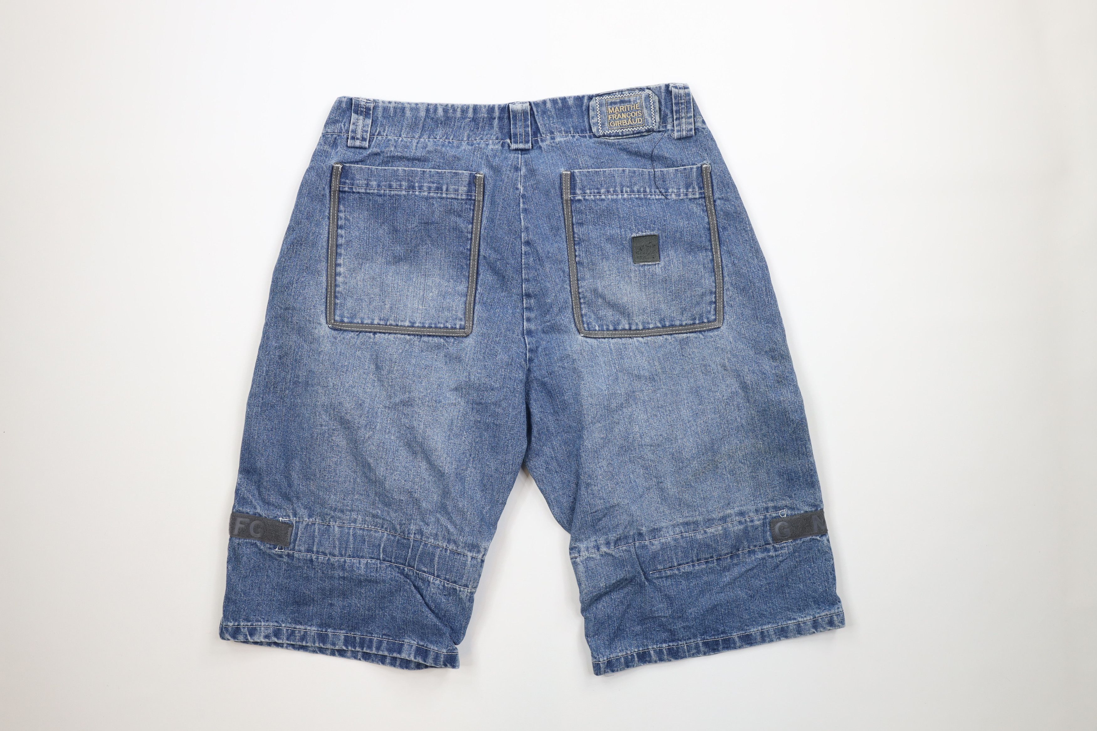 Marithe + Francois Girbaud × Vintage Vintage 90s Marithe Francois Girbaud Strap Denim Shorts Size US 40 / EU 56 - 8 Thumbnail