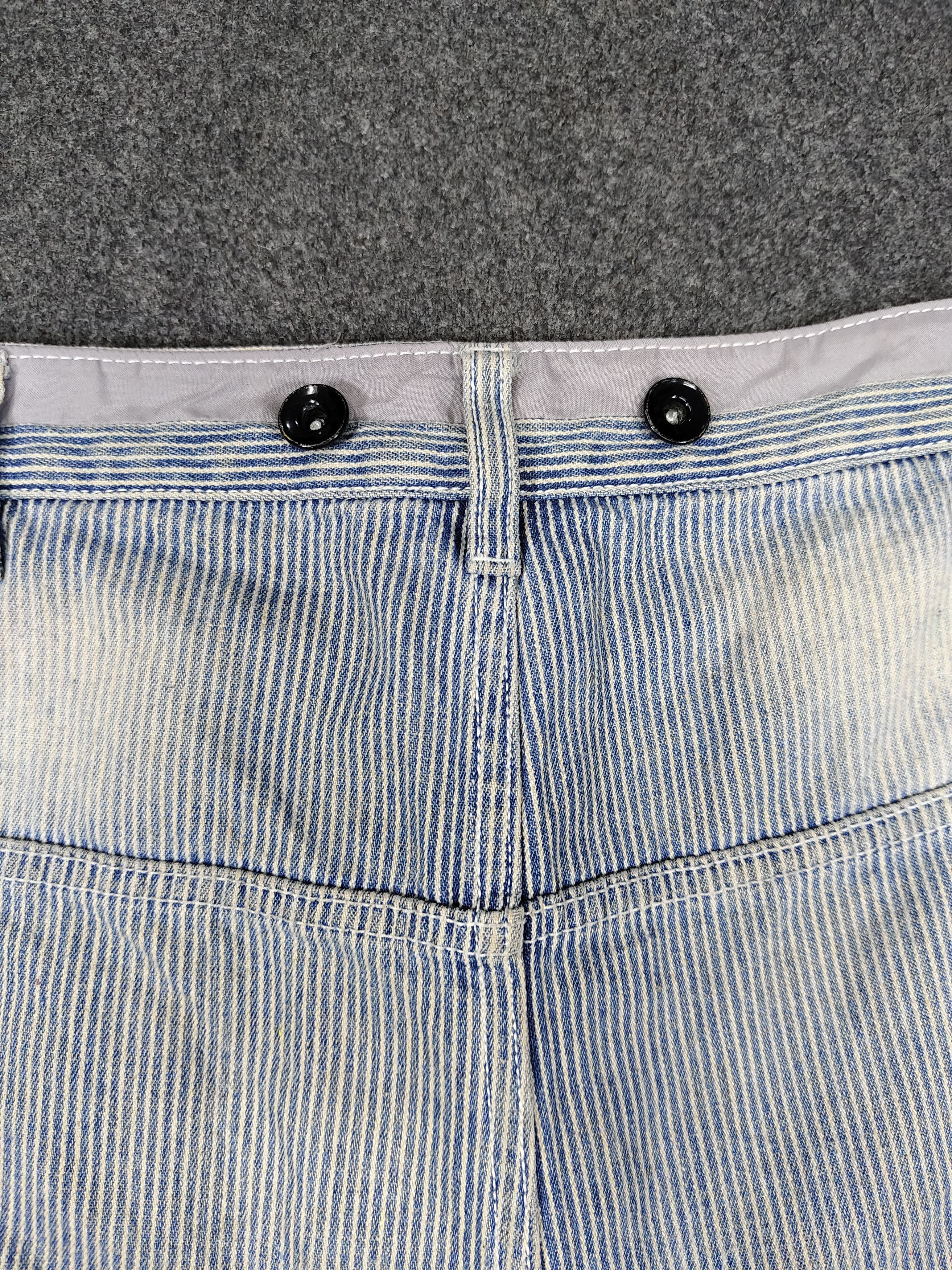 HARE HARE- Drop Crotch Engineer Hickory Stripe Denim Work Shorts Size US 34 / EU 50 - 6 Thumbnail
