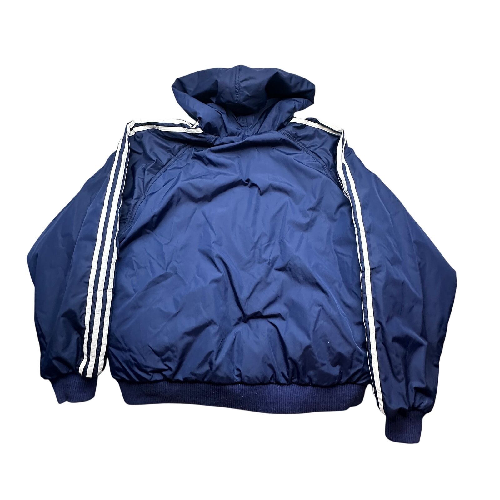 Adidas VTG 90s Adidas Reversible Nylon Jacket Hoodie Large Blue Size US L / EU 52-54 / 3 - 4 Thumbnail
