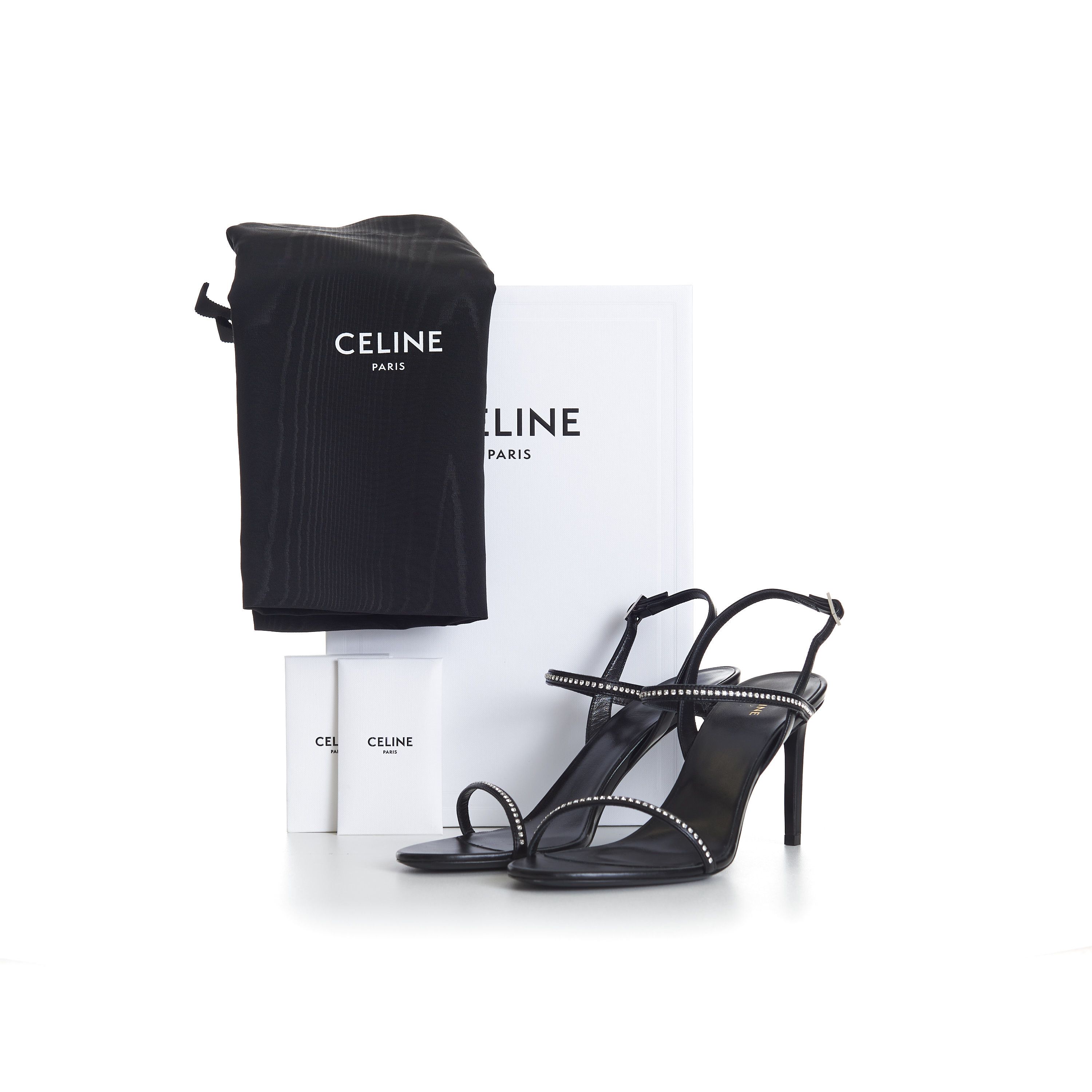 Celine Black Soir Strap Sandal - Strass Embellished Straps Size US 7.5 / IT 37.5 - 11 Thumbnail