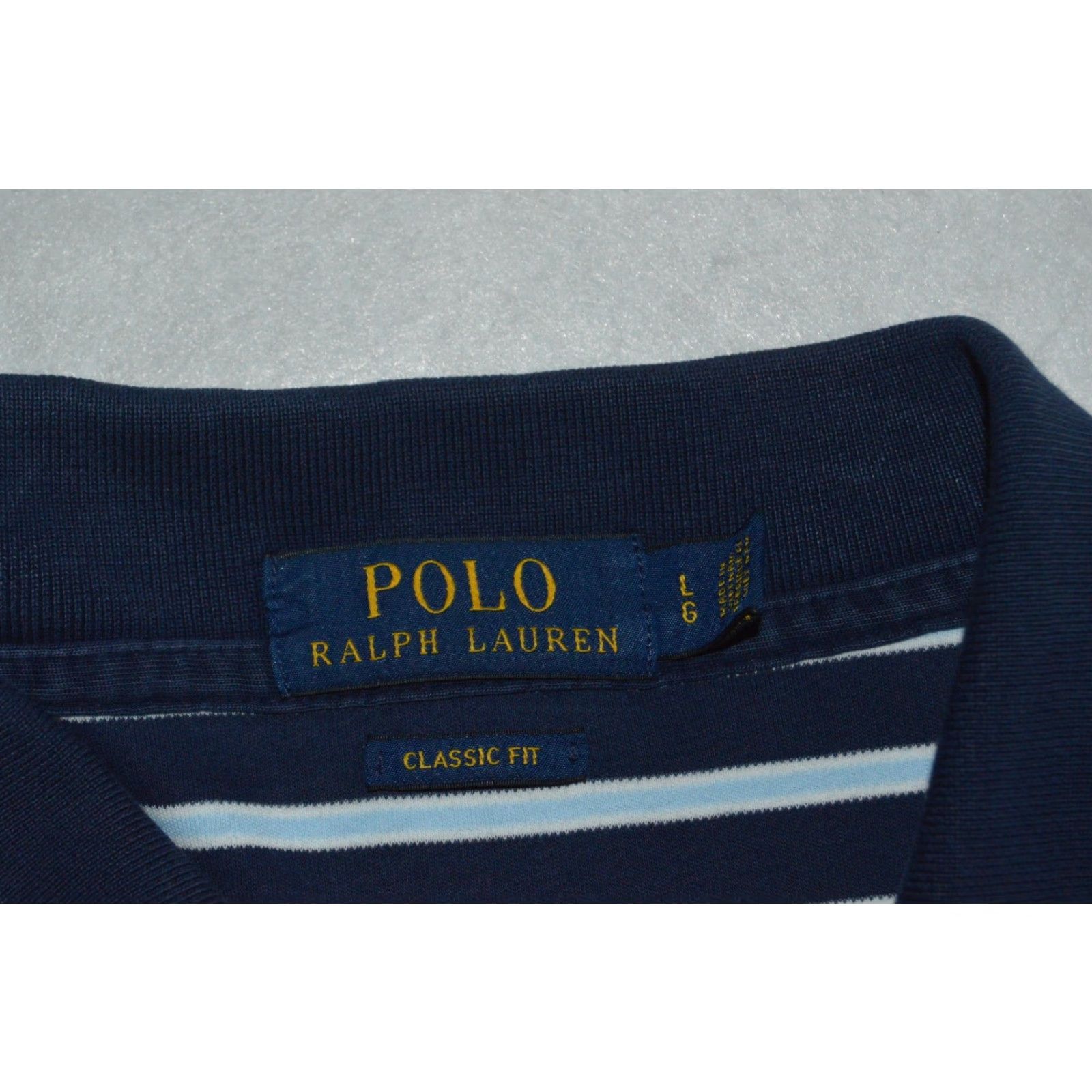 Polo Ralph Lauren Polo Ralph Lauren Men's Polo SS Shirt Blue Stripe Cotton Large Shirt Size US L / EU 52-54 / 3 - 4 Thumbnail