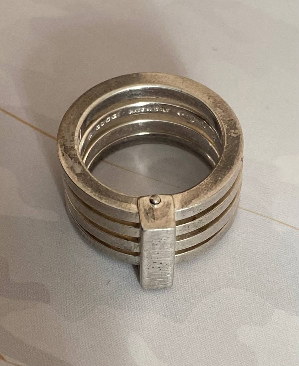 Gucci 🇮🇹 Gucci Ring 4 Bands Sterling Silver 925 Made Italy Vintage Size ONE SIZE - 8 Thumbnail