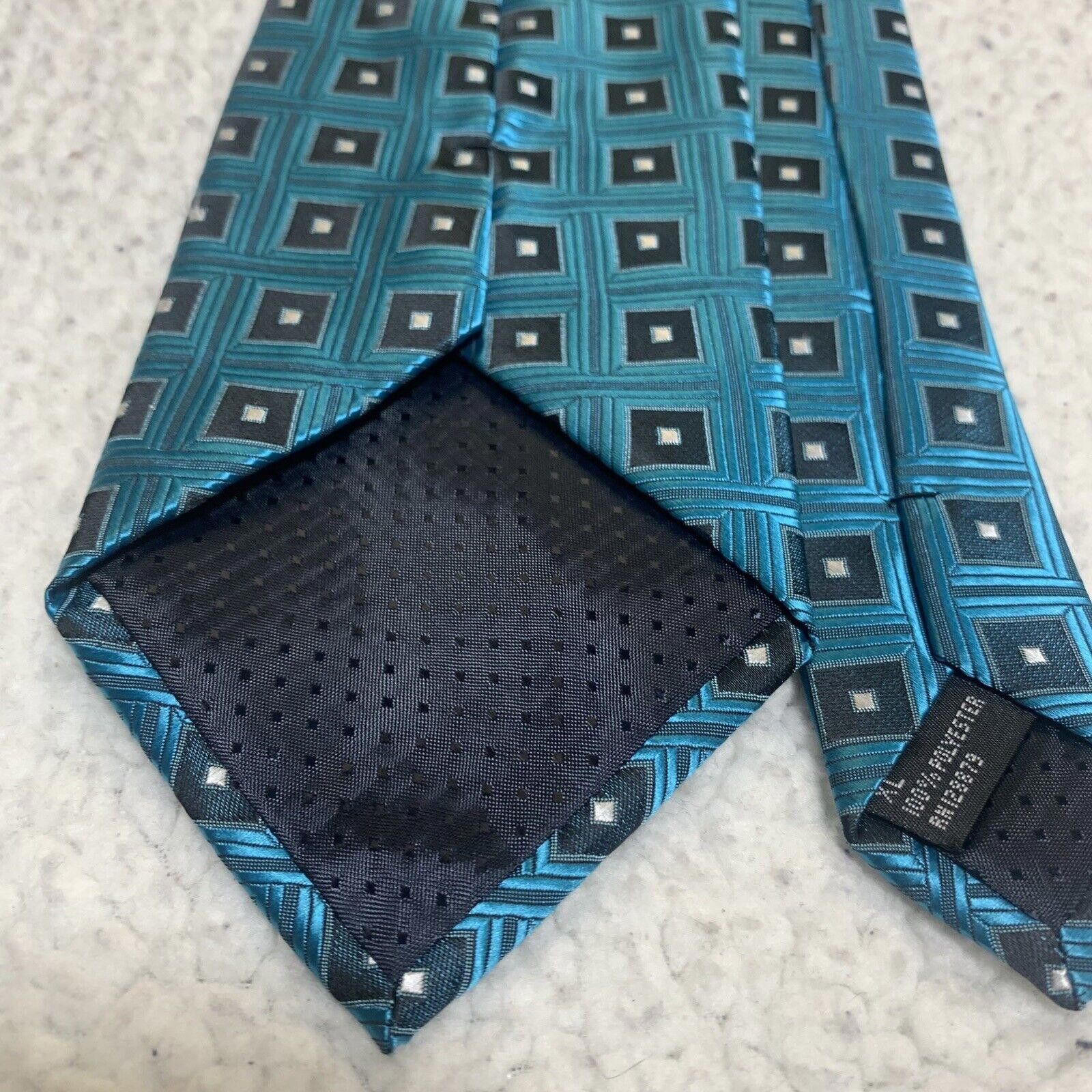 Adolfo Dominguez Adolfo Men's Formal Tie Classic Size Turquoise and Black Size ONE SIZE - 4 Thumbnail