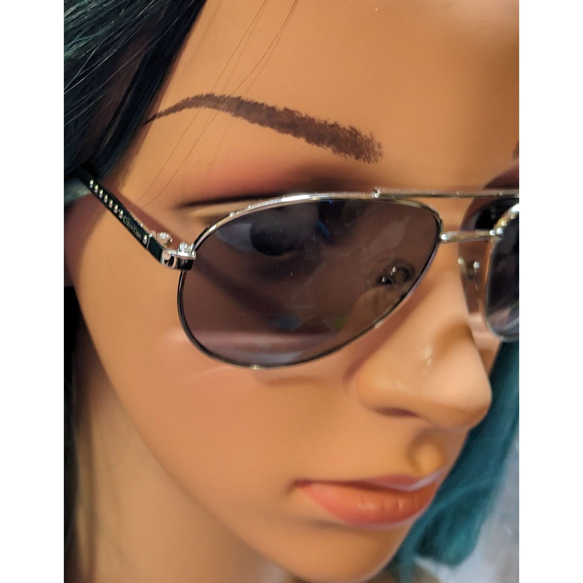 Calvin Klein Calvin Klein R165S Black And Silver Aviator Sunglasses Size ONE SIZE - 10 Thumbnail