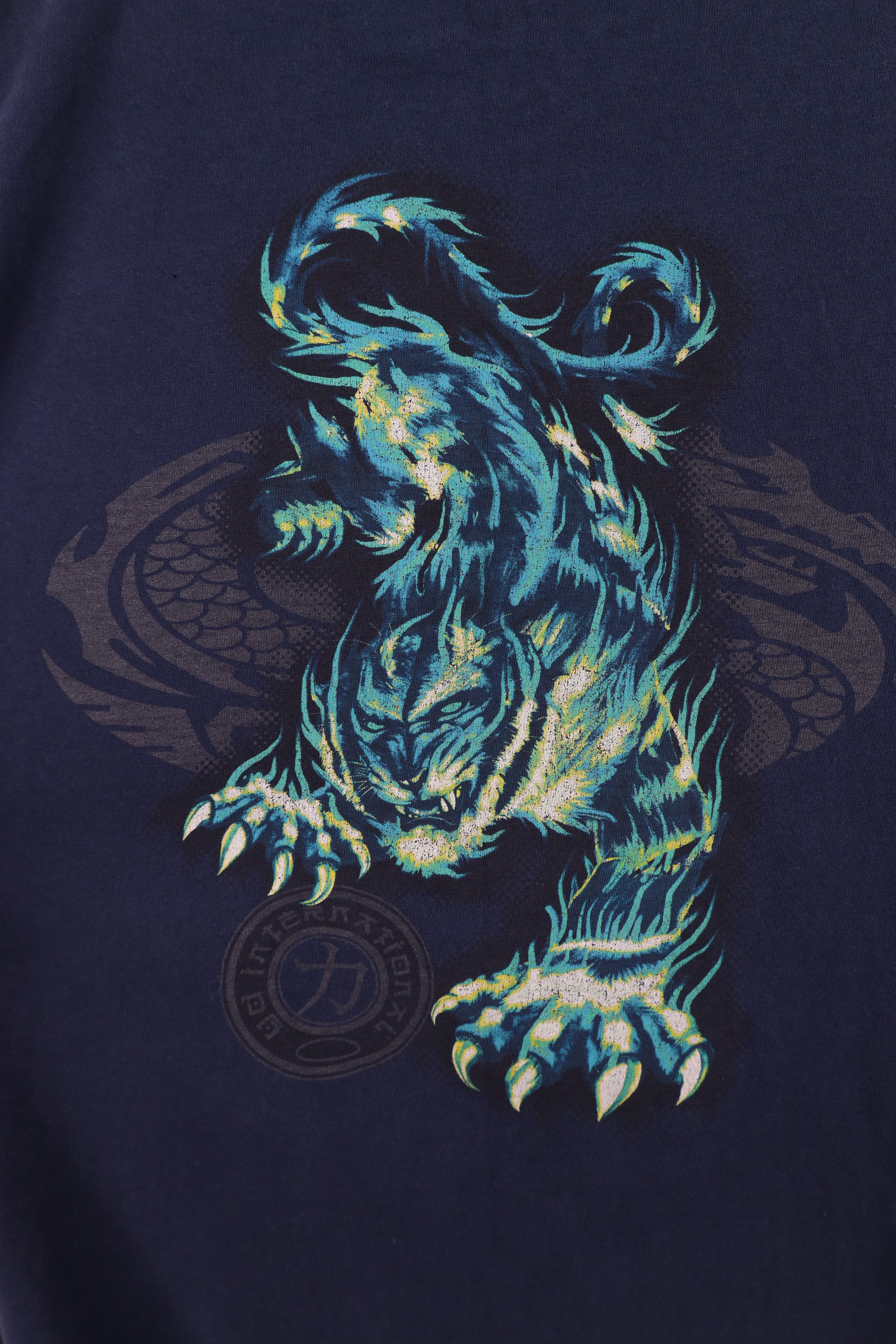 Vintage Vintage Y2K 2001 Streetwear Dragon Tiger Fire Flames T-Shirt Size US L / EU 52-54 / 3 - 13 Thumbnail