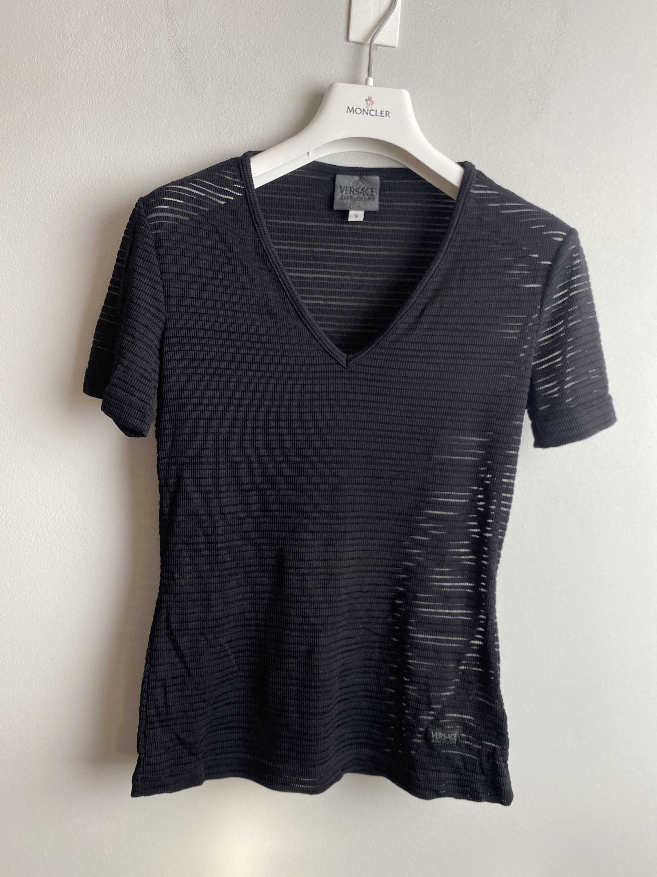 Versace Jeans Couture × Vintage Versace Jeans Couture transparent nylon t-shirt tee striped Size S / US 4 / IT 40 - 1 Thumbnail