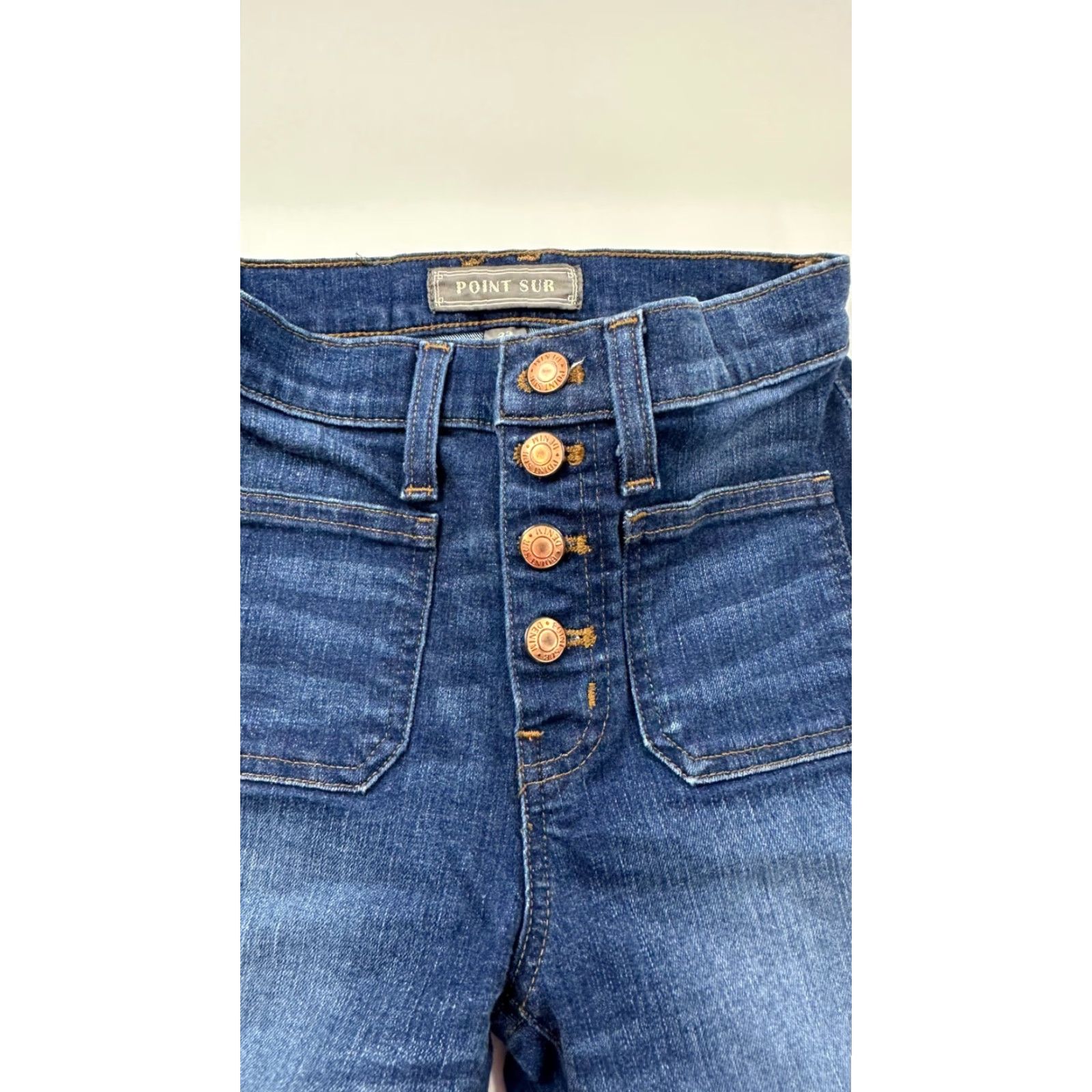 J.Crew Point Sur Jeans Womens 23 Blue Denim Stretch Distressed Frayed Hem High-Rise Regular Fit Size 40" / US 18 - 5 Thumbnail