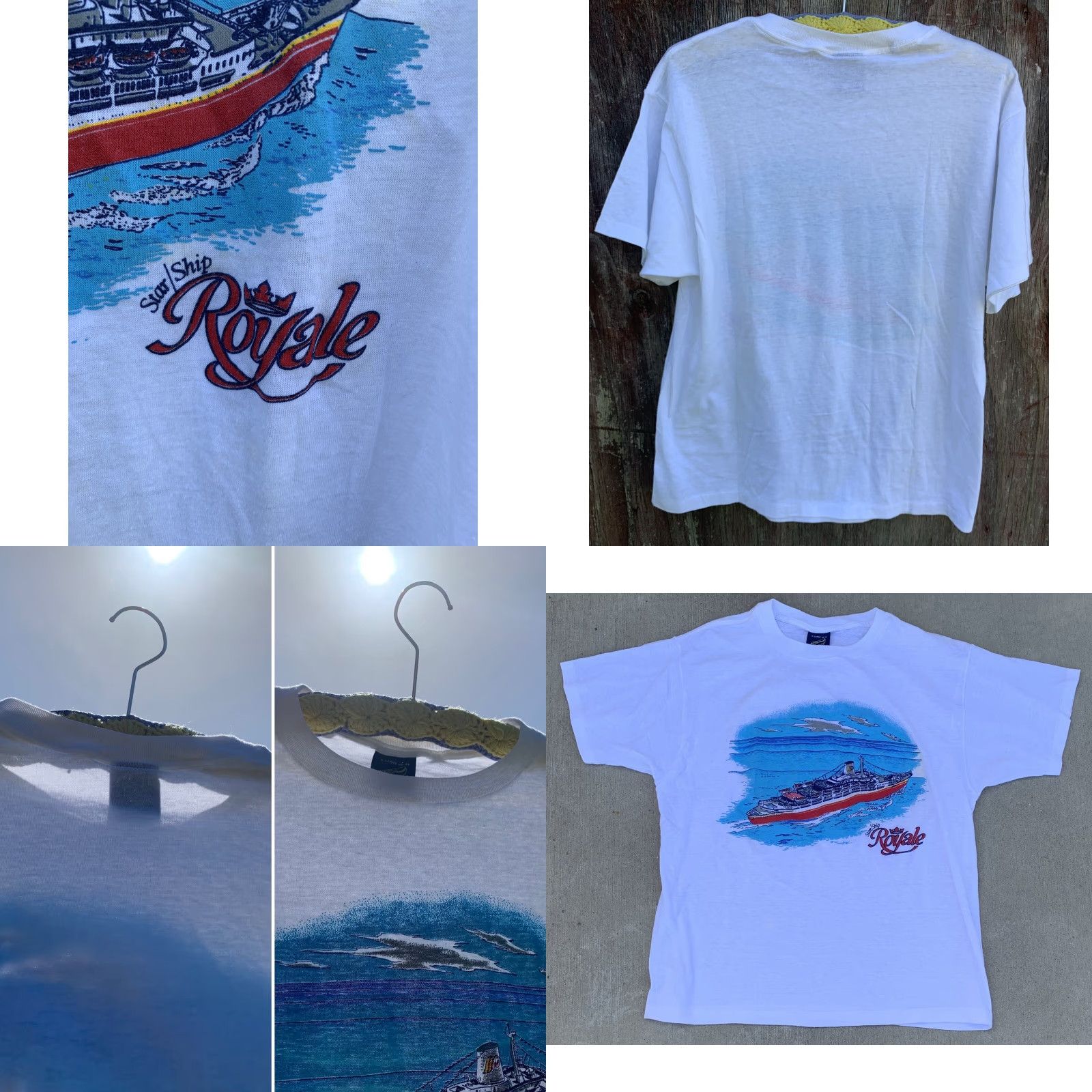 Vintage VINTAGE Sneakers T-Shirt, Star Ship Royal graphic tee, 80s, XL, White, Men, Short Sleeve, Single Stitch, Cotton/Polyester Blend, Made in USA Size US XL / EU 56 / 4 - 9 Thumbnail