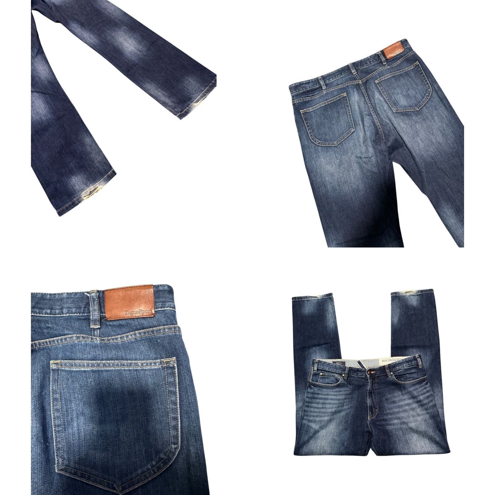 Ermenegildo Zegna ZEGNA SPORT Jeans Men Regular W38 L32 Mercerized Denim 9.5oz Blue 5-Pocket Button Zip Transported Logo Vintage No Size US 36 / EU 52 - 8 Thumbnail