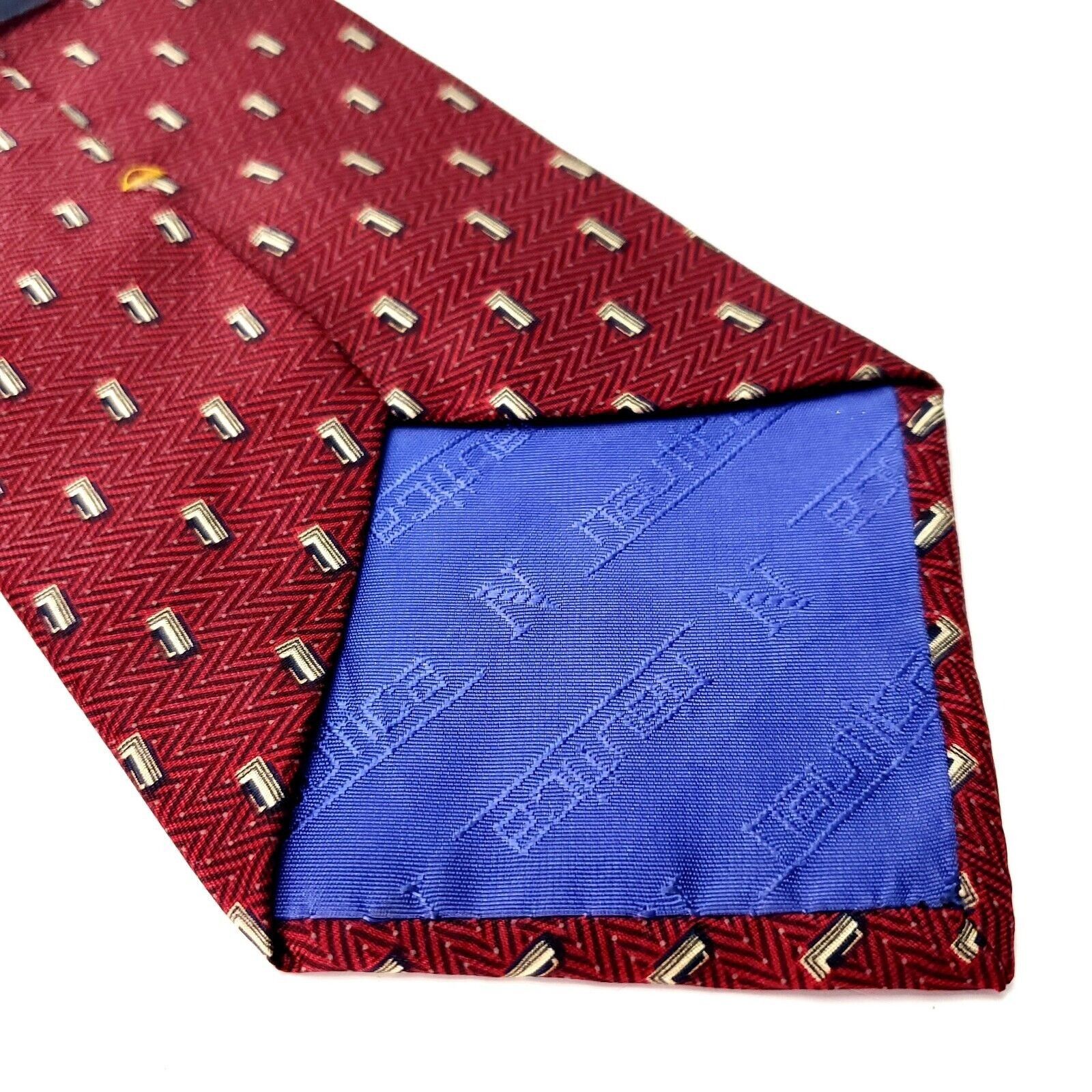 Nautica Nautica Red Silk Tie Woven Short Wide Geometric Herringbone Size ONE SIZE - 4 Thumbnail