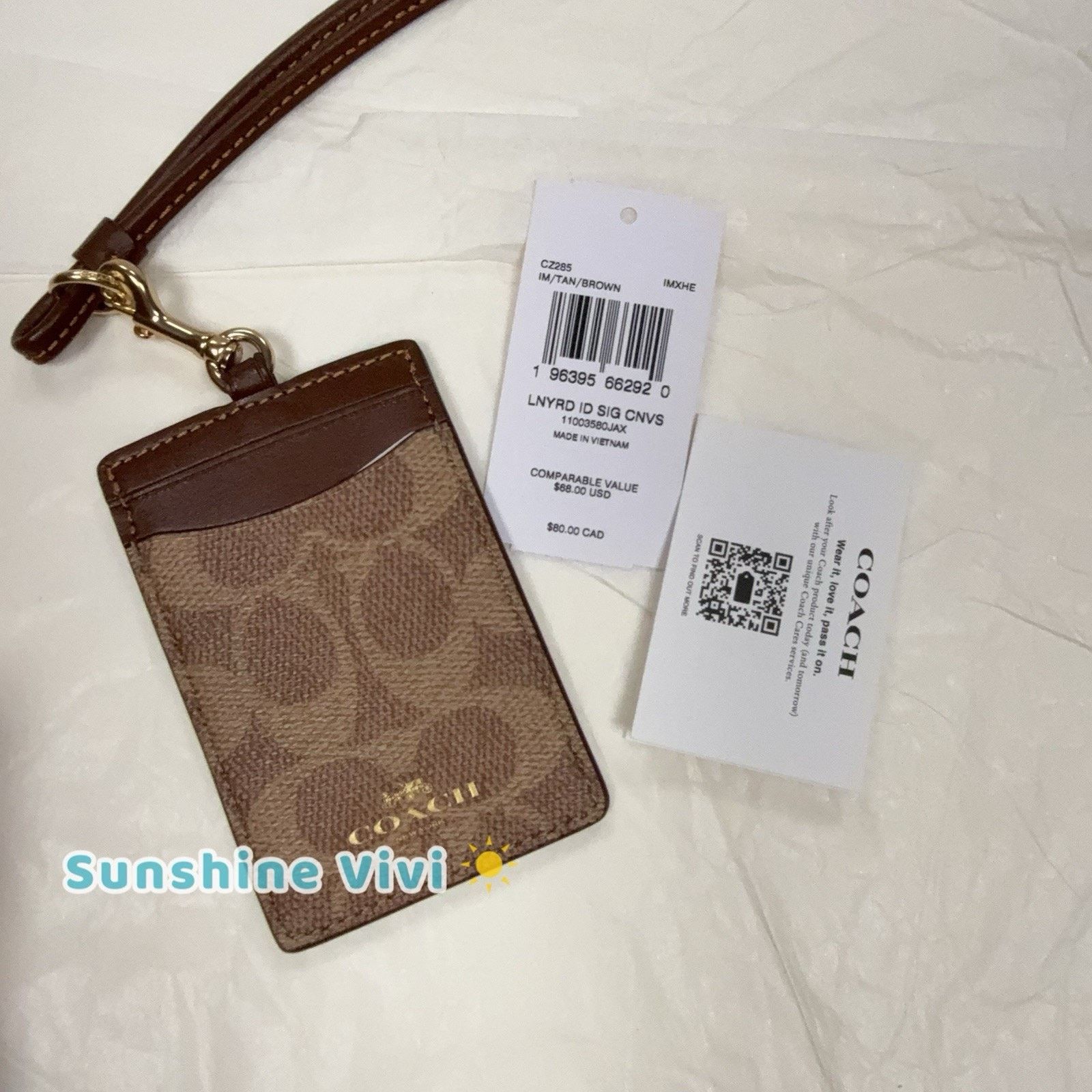 Coach NWT COACH ID Lanyard Signature Leather Tan/Brown CZ285 Size ONE SIZE - 1 Thumbnail