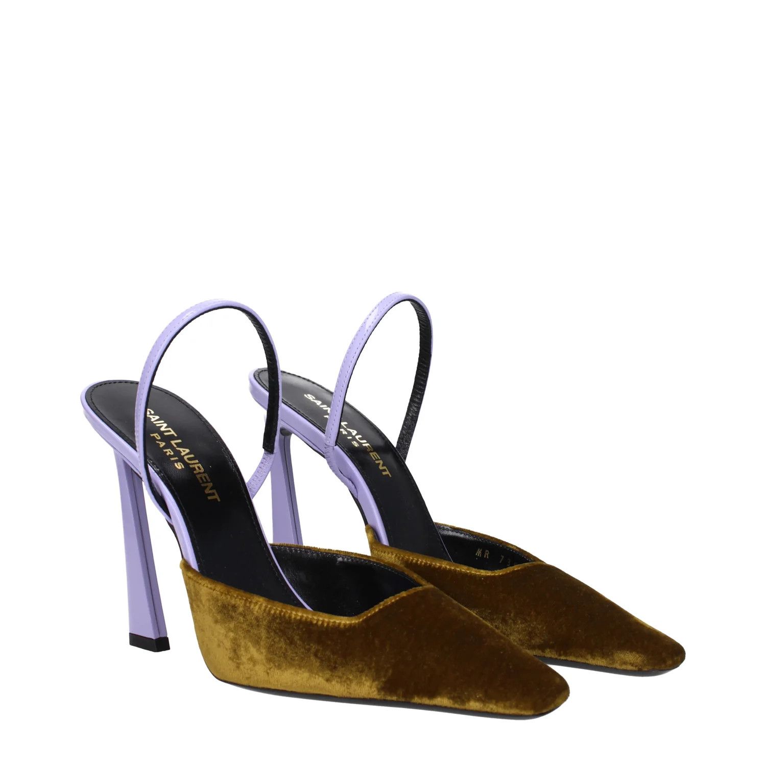 Saint Laurent Paris ob1o1e1224 Velvet Sandals in Gold/Lilac Size US 6 / IT 36 - 2 Thumbnail
