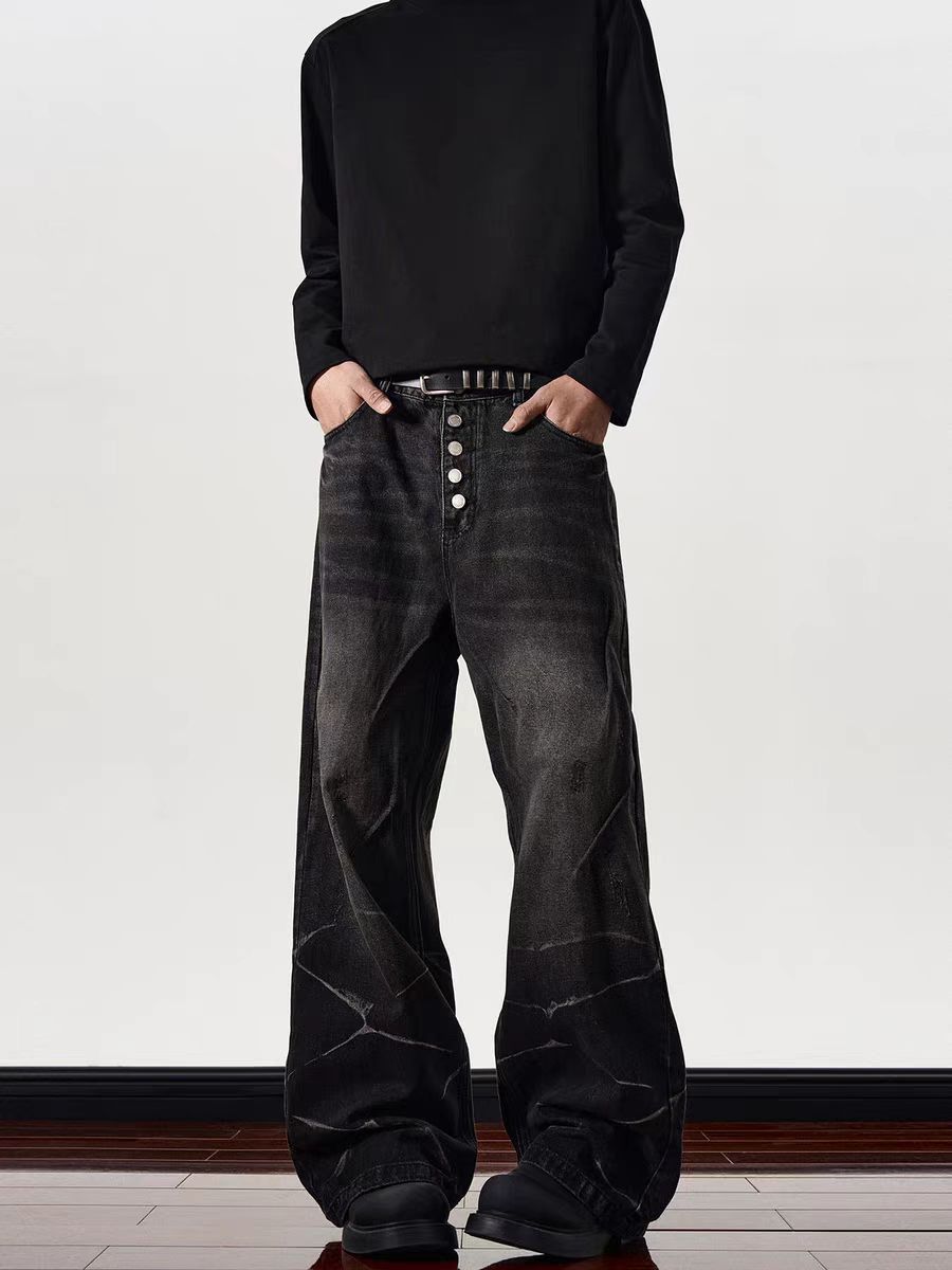 Japanese Brand × Jean High Street Ripped Ribbed Design Baggy Jeans Size US 30 / EU 46 - 5 Thumbnail