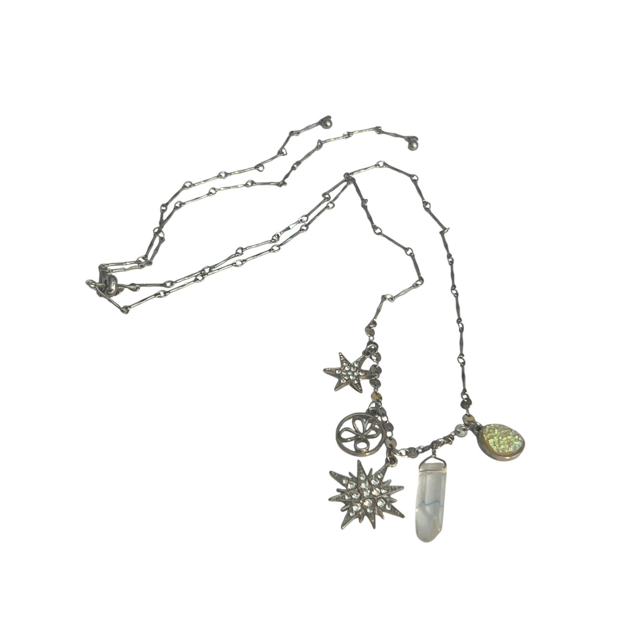 Other Celestial Charm Silver Tone Necklace Bar Chain Slide Clasp C Size ONE SIZE - 4 Thumbnail