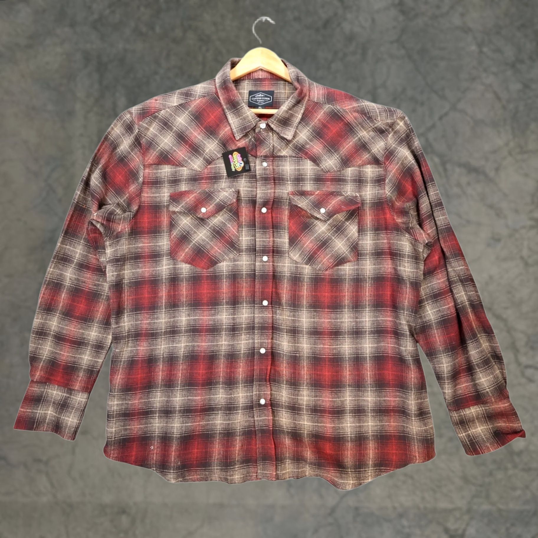 Vintage Canyon Guide Outfitters Flannel Shirt Mens XL Red Plaid Western Snap Size US XL / EU 56 / 4 - 1 Thumbnail