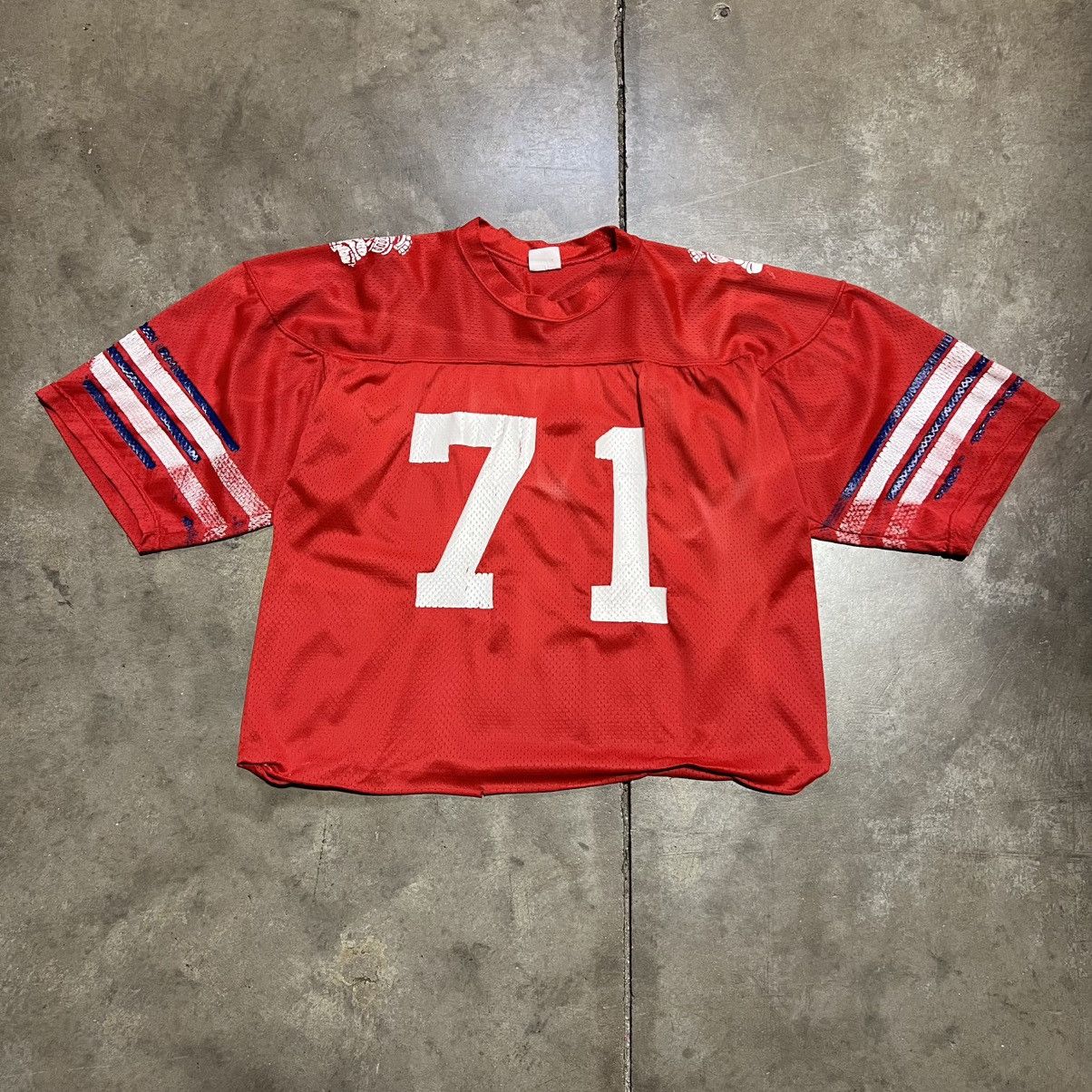 Vintage Vintage 80s Mesh Football Jersey Cropped Boxy Warm Up Faded Size US L / EU 52-54 / 3 - 1 Thumbnail