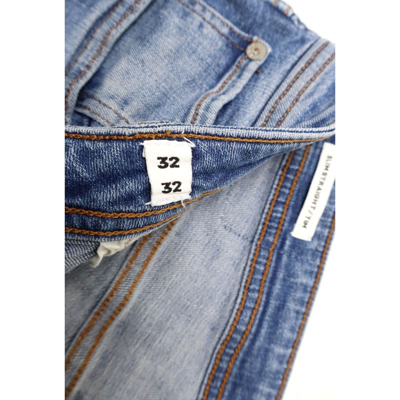 Jack & Jones JACK & JONES Slim Straight/Tim Jeans Men's W32/L32 Blue Faded Whiskers Stretched Jeans Mens Slim Straight Blue 32x32 Faded Whiskers Stretched Size US 32 / EU 48 - 6 Thumbnail
