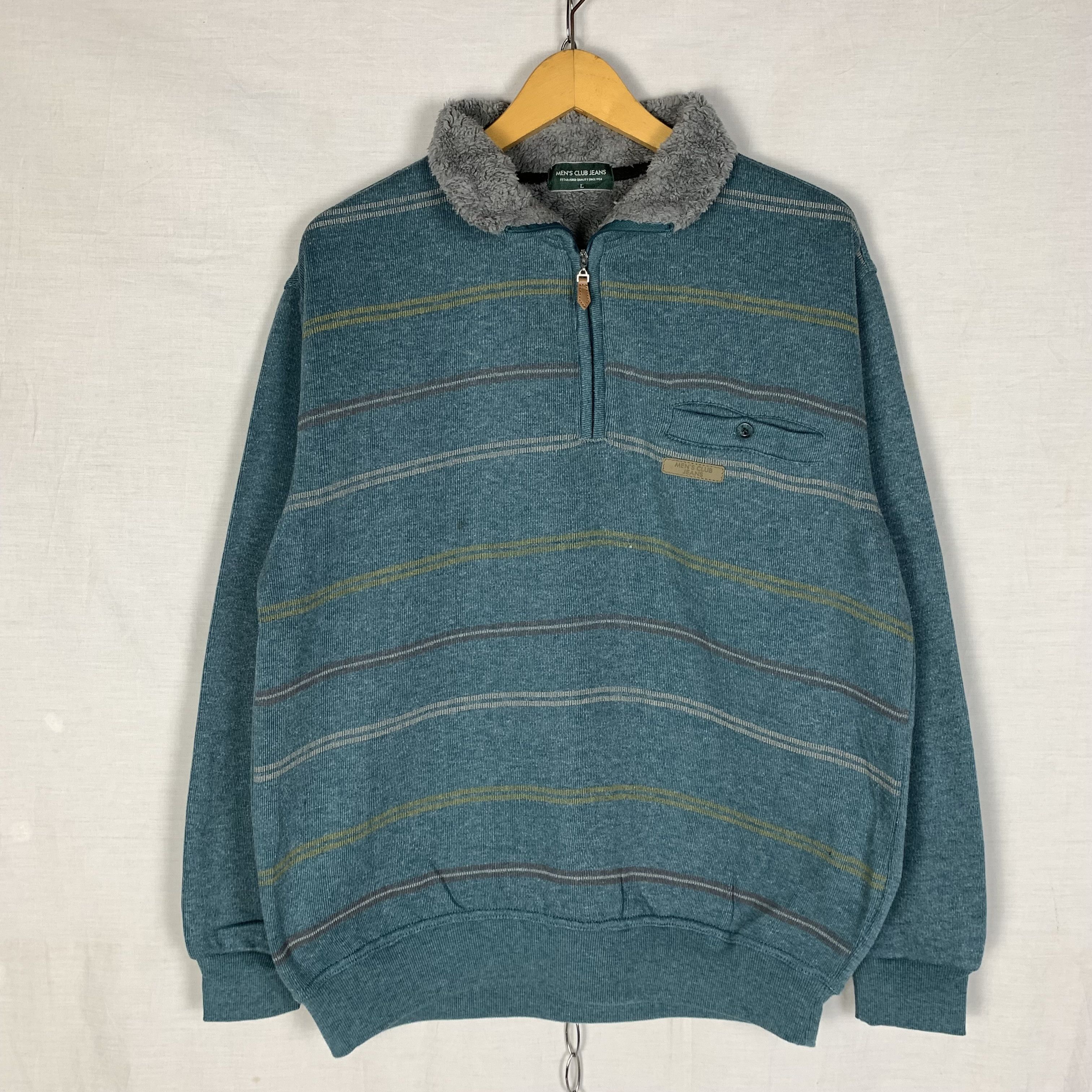 Vintage Vintage Men's Club Jeans Striped Sweatshirt Crewneck Size US M / EU 48-50 / 2 - 1 Thumbnail