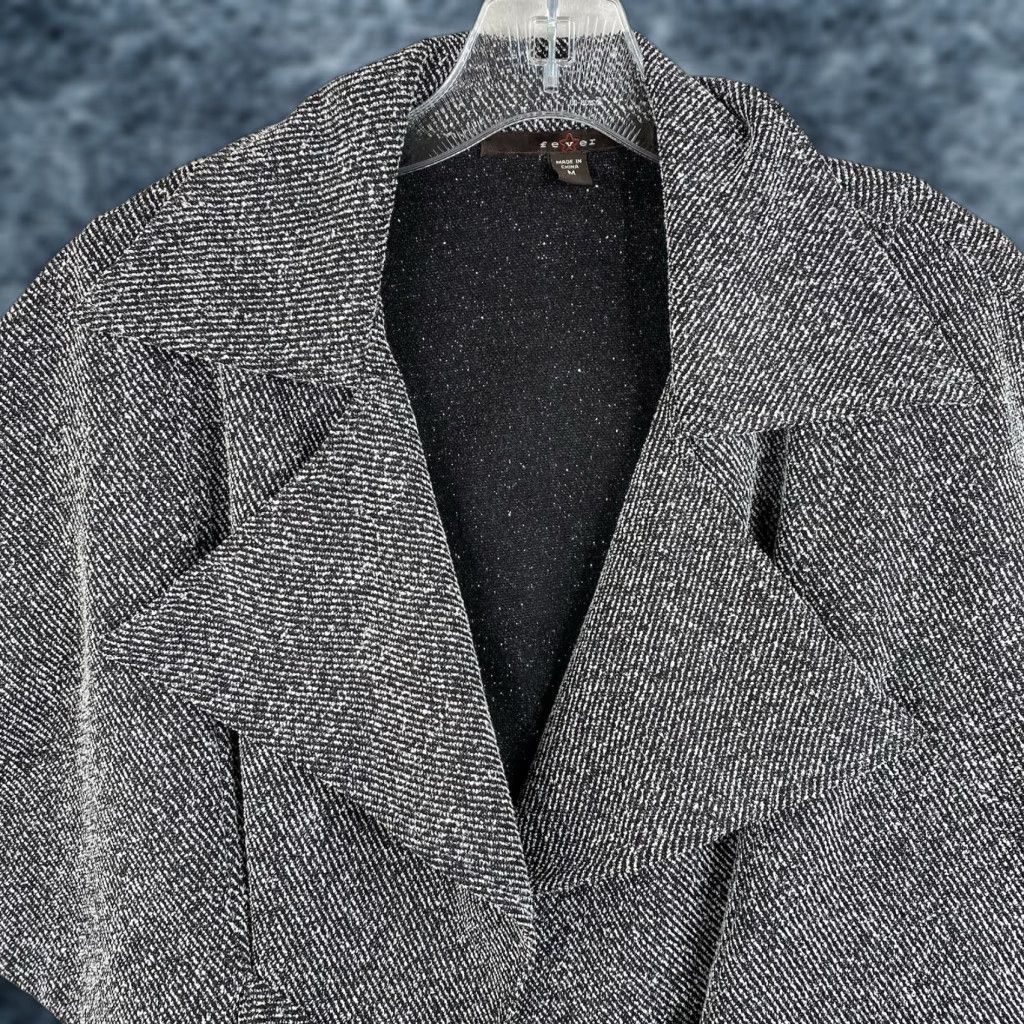 Vintage Fever Cardigan Jacket Women M Black Belted 3/4 Sleeve Tweed Dressy Casual Size M / US 6-8 / IT 42-44 - 1 Thumbnail