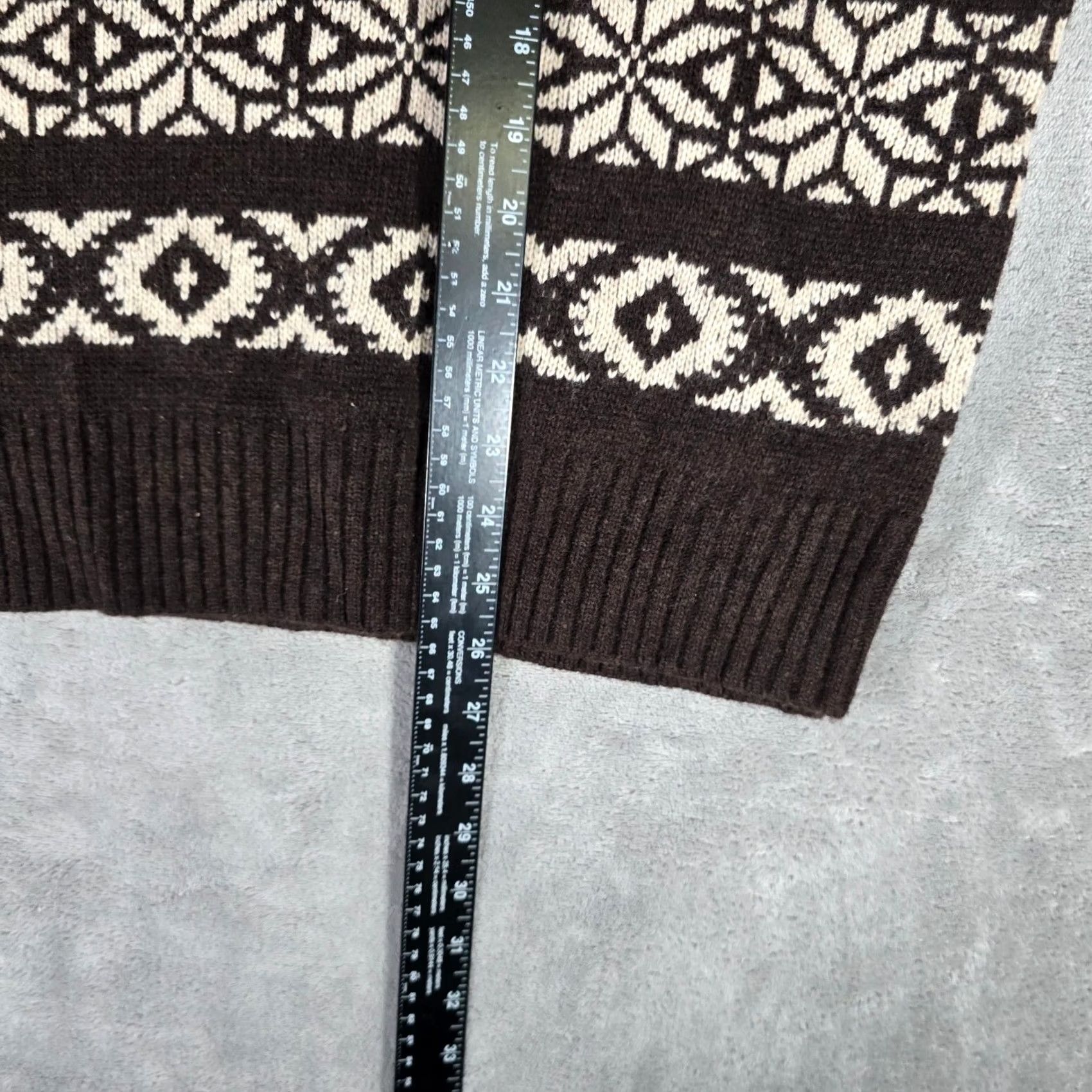 Onlyny Sweater Vest Mens S Brown Beige Fair Isle Knit Sleeveless V-Neck Preppy Casual Retro, Men's — image 4 of 6