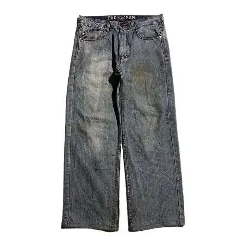 Japanese Brand Harajuku Skull Embroidery Retro Baggy Jeans Size US 31 - 3 Thumbnail