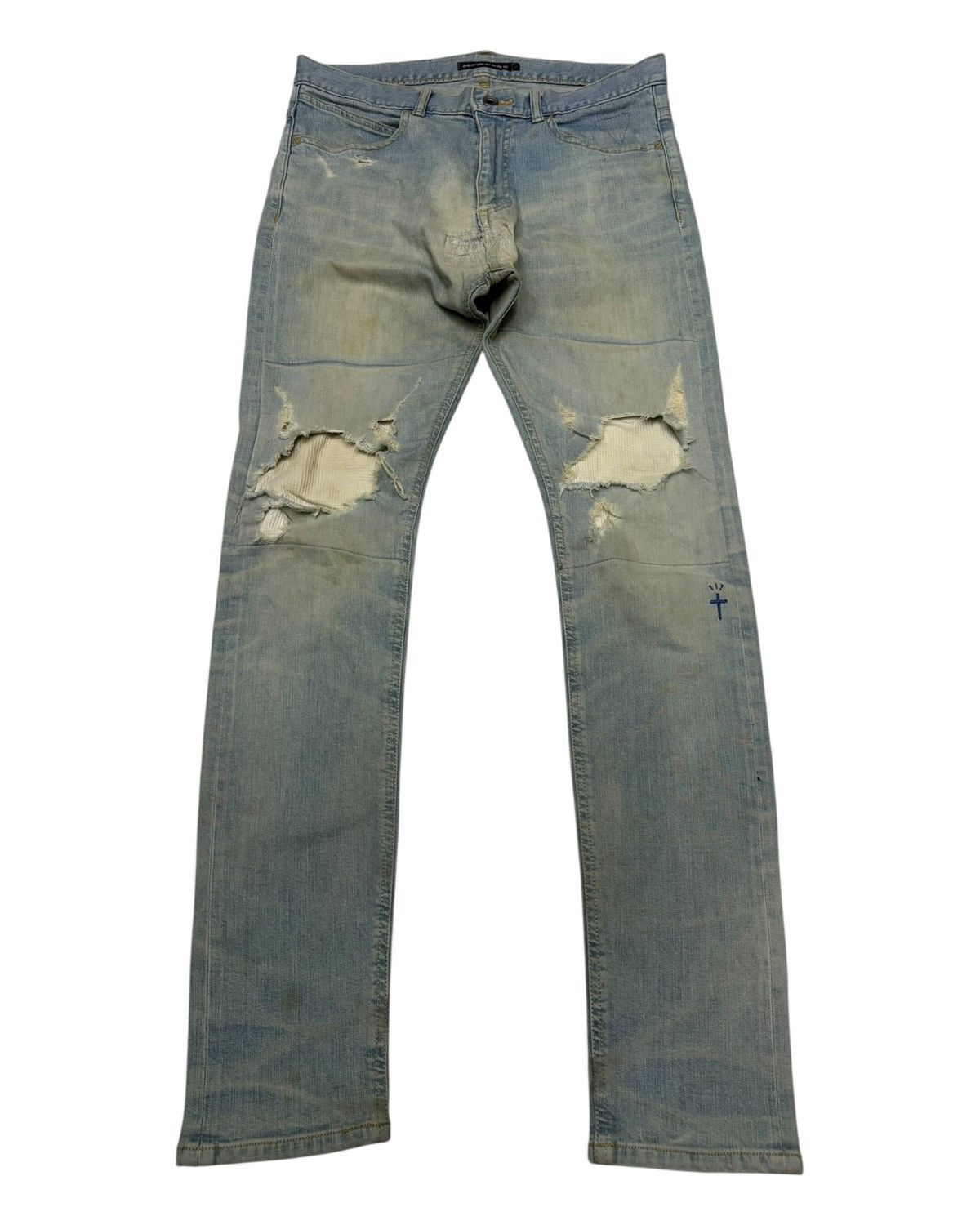 DISTRESSED DENIM CHORD NUMBER EIGHT ROCKS REBEL MUSIC JEAN