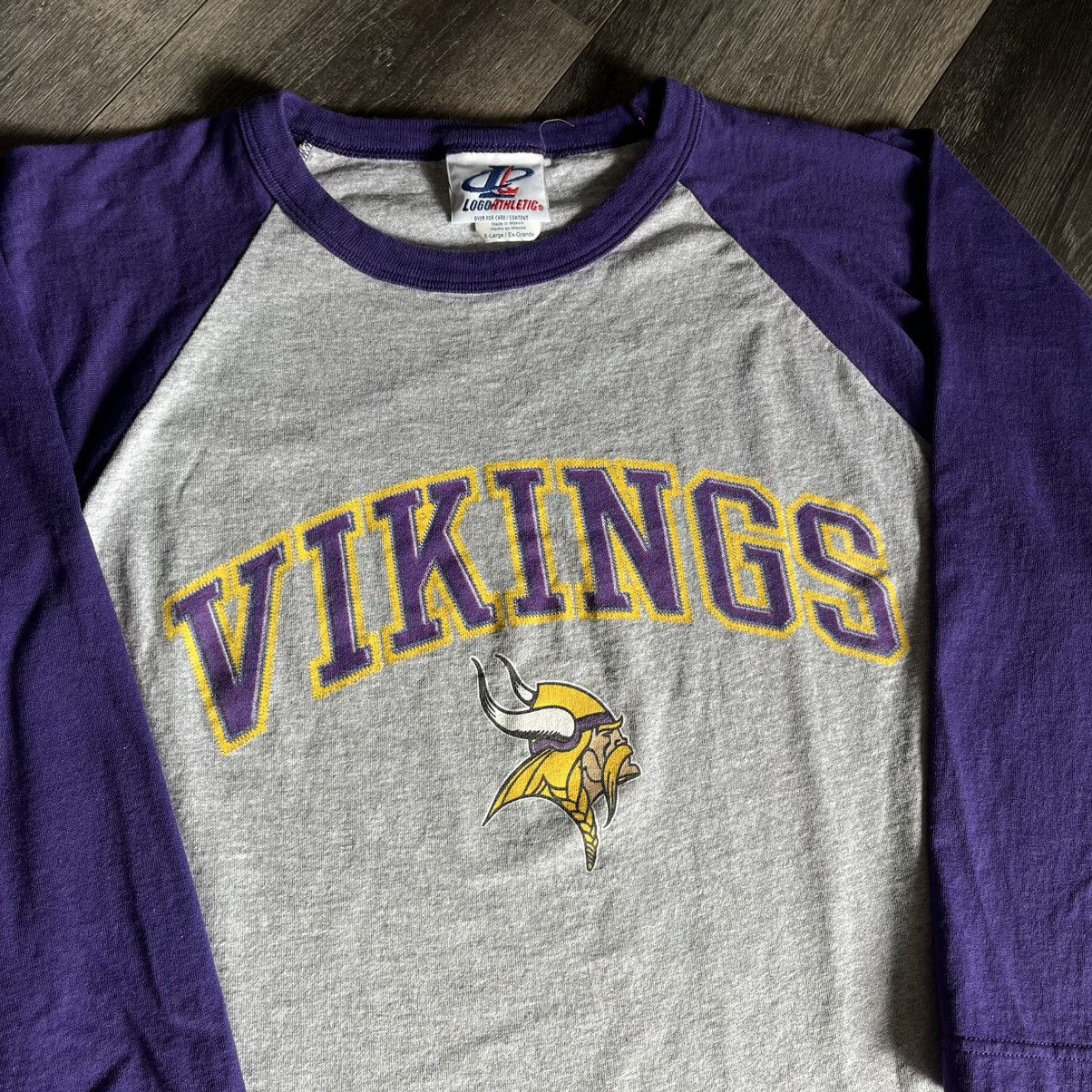 Logo Athletic × NFL × Vintage Vintage 1990s NFL Logo Athletic Minnesota Vikings Raglan Tee Size US XL / EU 56 / 4 - 2 Thumbnail