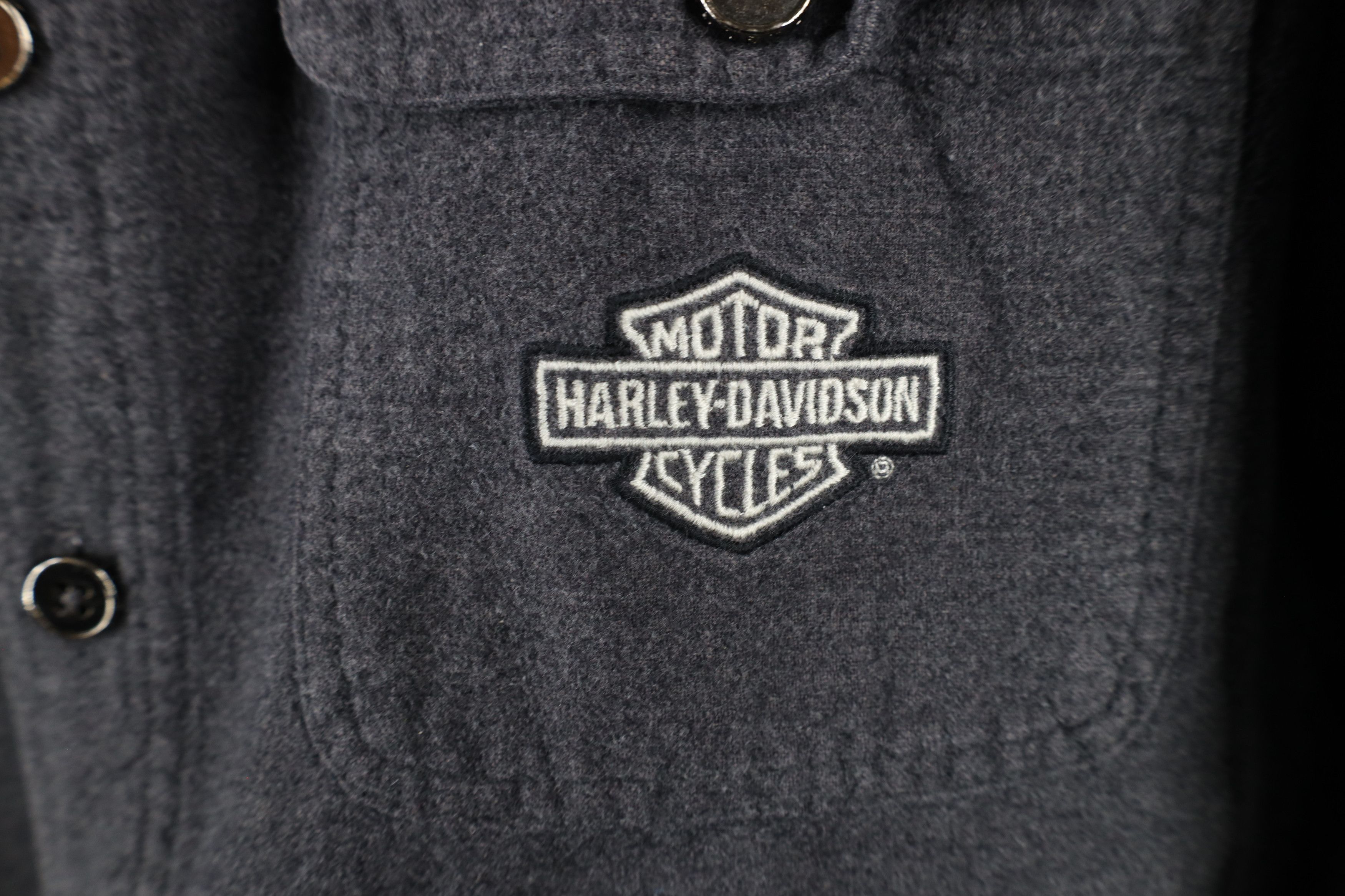 Harley Davidson × Vintage Vintage Harley Davidson Flannel Button Down Shirt Gray Size US XL / EU 56 / 4 - 4 Thumbnail