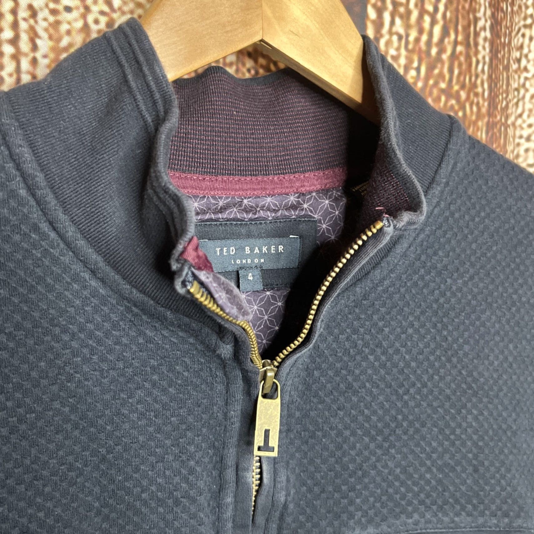 Ted Baker Ted Baker London Cotton Blend Quarter Zip Pullover Sweater Men's Medium Blue Knit 1/4 Zip Crew Neck Regular Fit Size US M / EU 48-50 / 2 - 2 Thumbnail