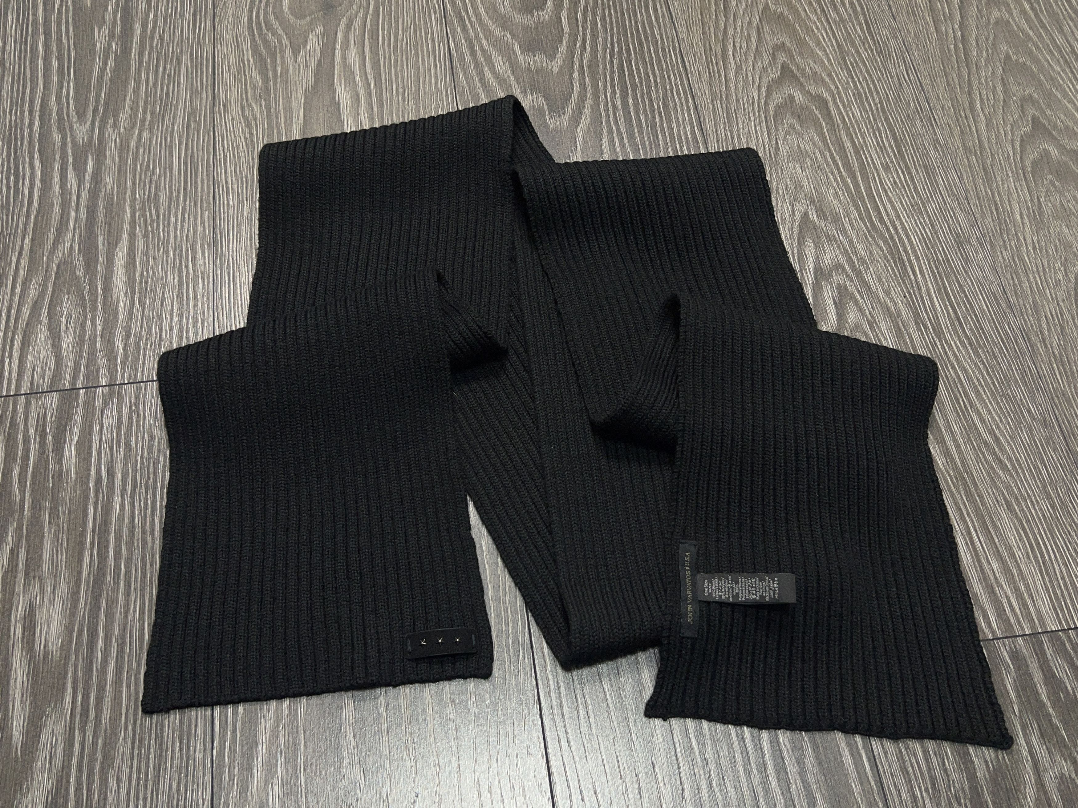 John Varvatos USA Black Cable Knit Scarf Wool Acrylic Size 22.5 x 7.5 inch Size ONE SIZE - 1 Thumbnail