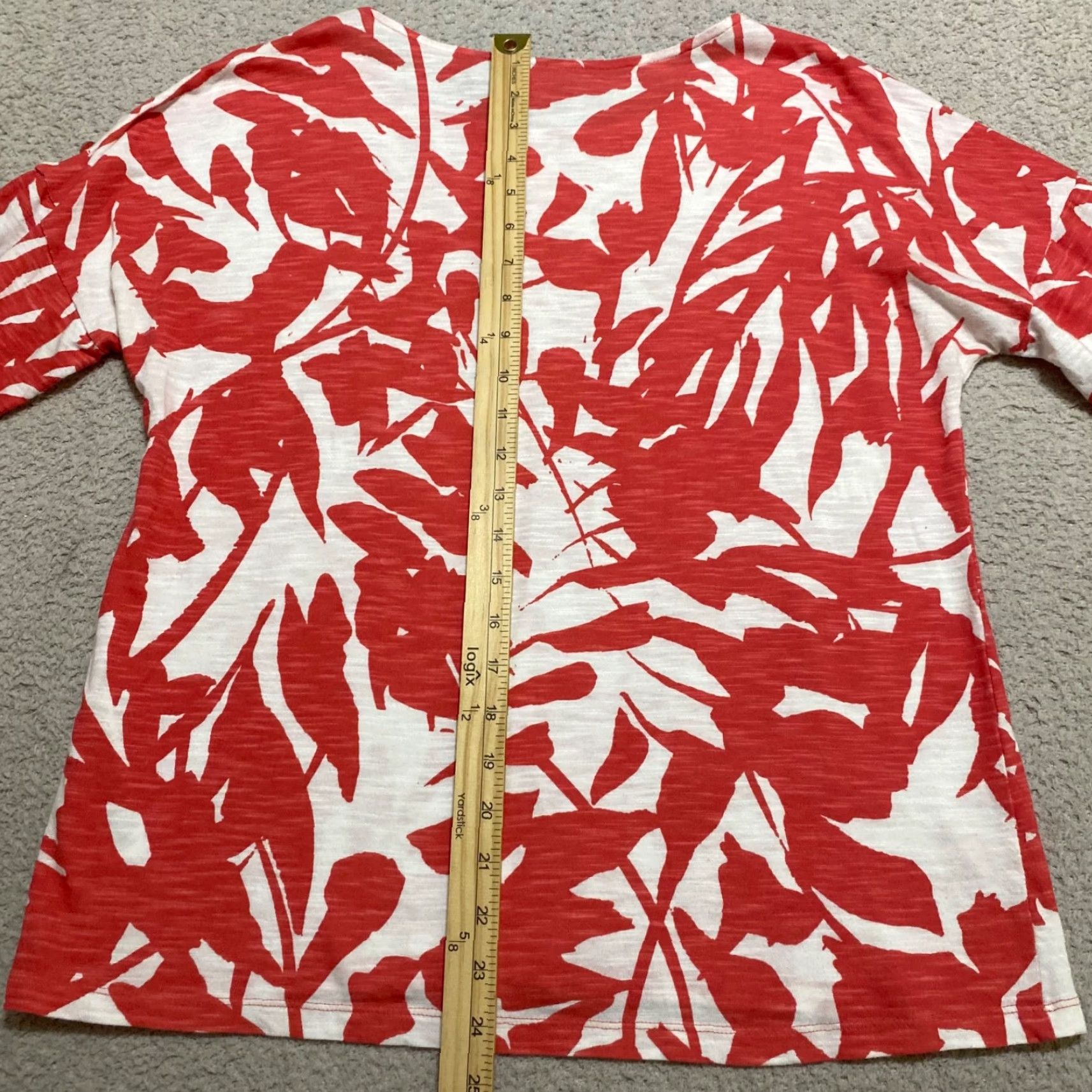 Vintage Chico's Womens Shirt M Red Floral 3/4 Sleeve Round Neck Pullover Size M / US 6-8 / IT 42-44 - 6 Thumbnail