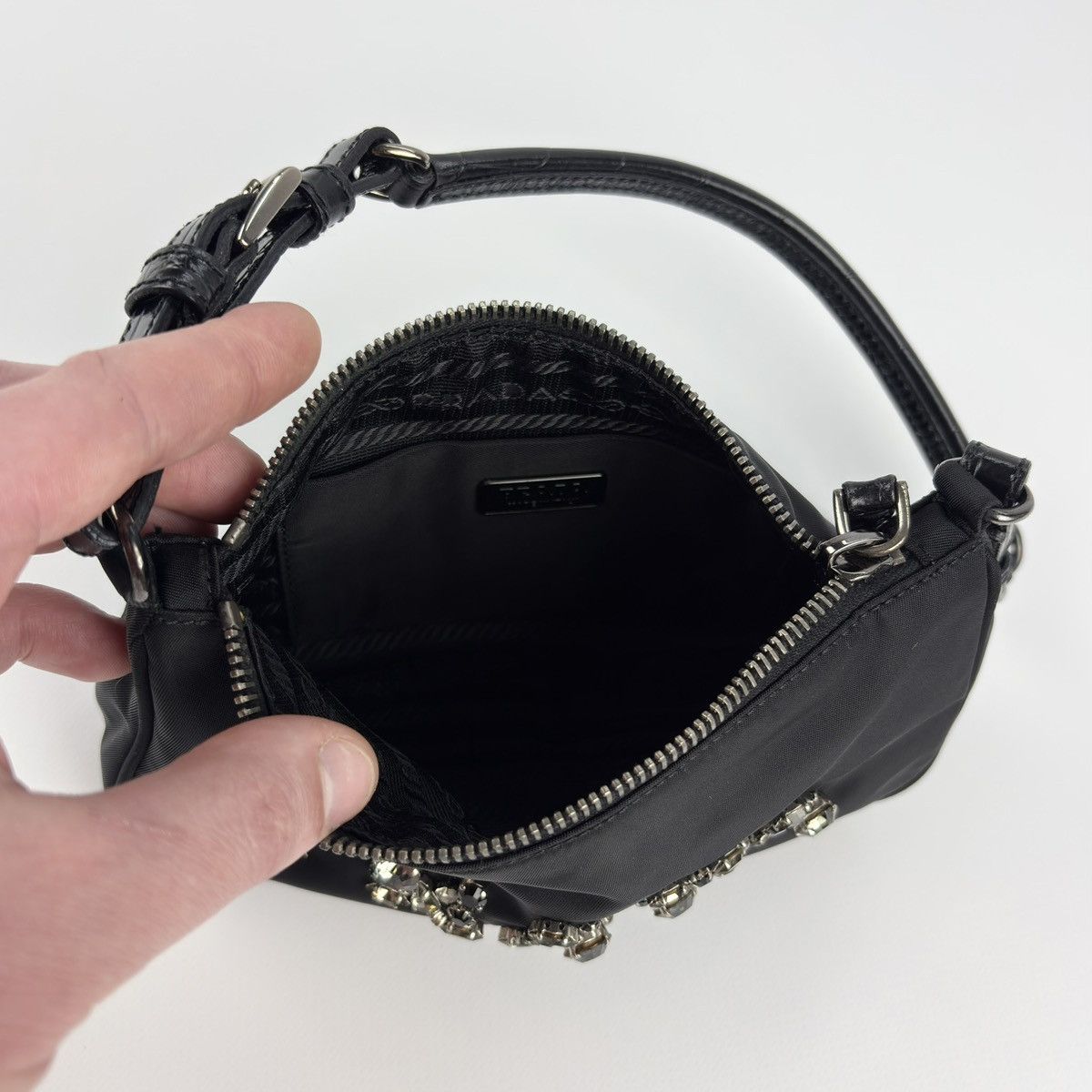 Prada Prada Vintage Nylon Bag rhinestone logo Size ONE SIZE - 14 Thumbnail