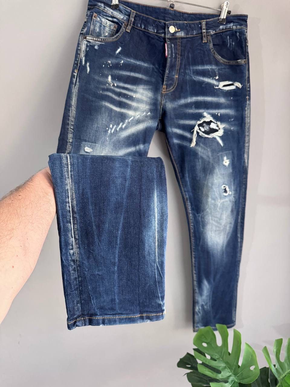 Dsquared2 Dsquared2 Blue Distressed Men's Slim Jeans Size 54 / W35 L32 Size US 35 - 7 Thumbnail