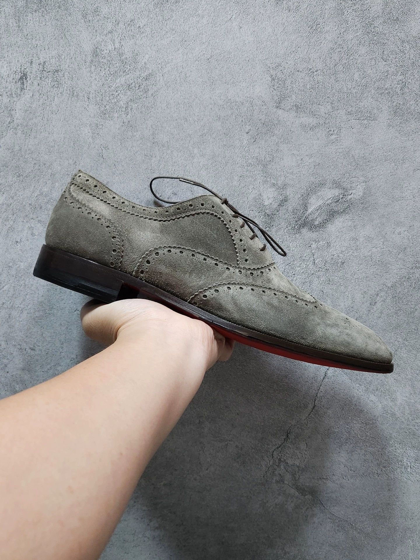 Christian Louboutin Christian Louboutin grey calfskin suedecasual with red sole Size US 9.5 / EU 42-43 - 5 Thumbnail