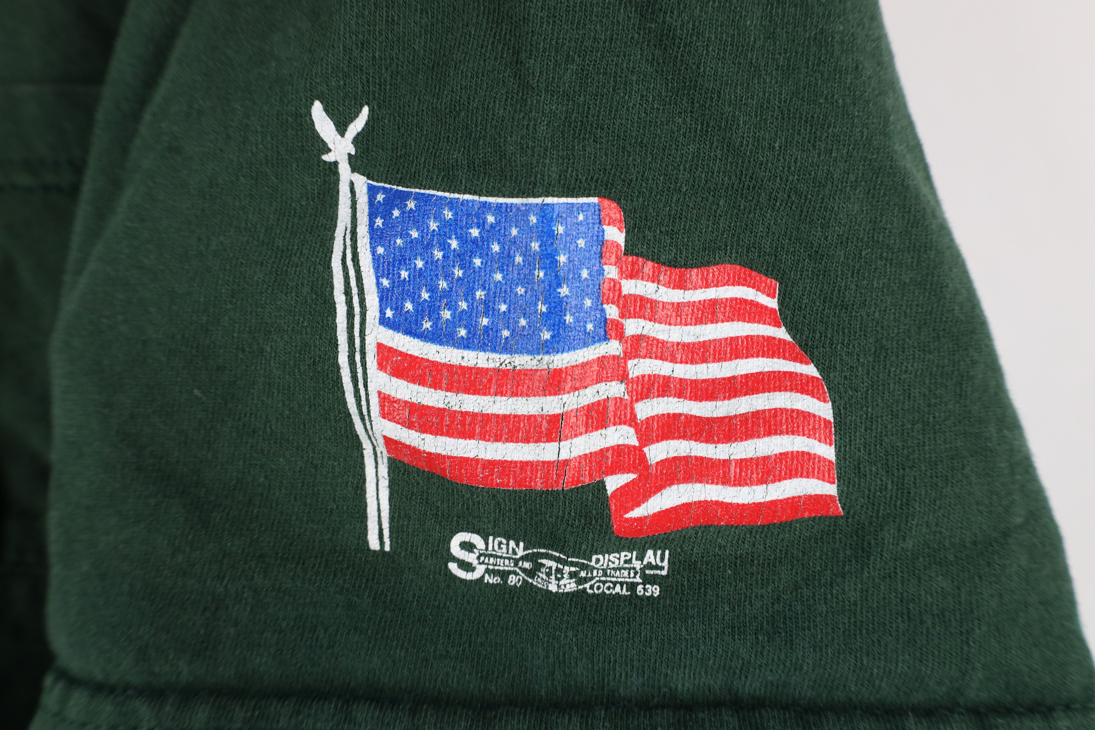 Vintage Vintage 90s Union Millwrights Pile Drivers T-Shirt Green USA Size US XL / EU 56 / 4 - 4 Thumbnail