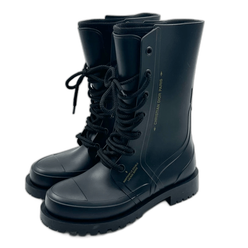 Winter Boots Transparent Dior Boots Dior Black Mid-Calf Lace-Up Boots